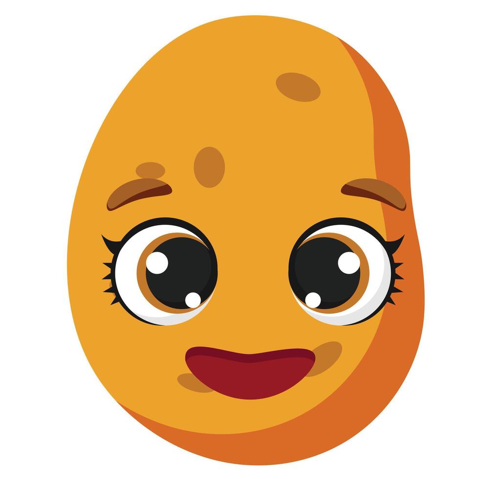 Smiling potato character with big eyes and friendly expression, great for food packaging, educational materials, childrens content and fun design projects vector