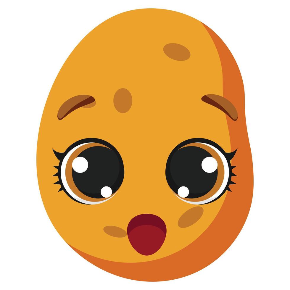 Surprised potato character with wide eyes and open mouth, perfect for packaging, food content, educational materials, and kids-related designs vector