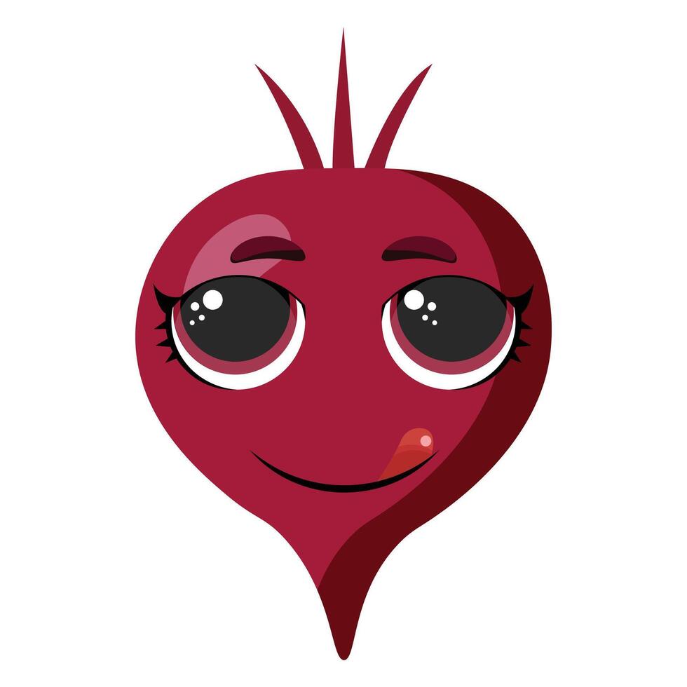 Beetroot with smiling face expression Perfect for food packaging, farming visuals, vegetarian recipes, organic product design, healthy lifestyle and eco-themed illustrations vector