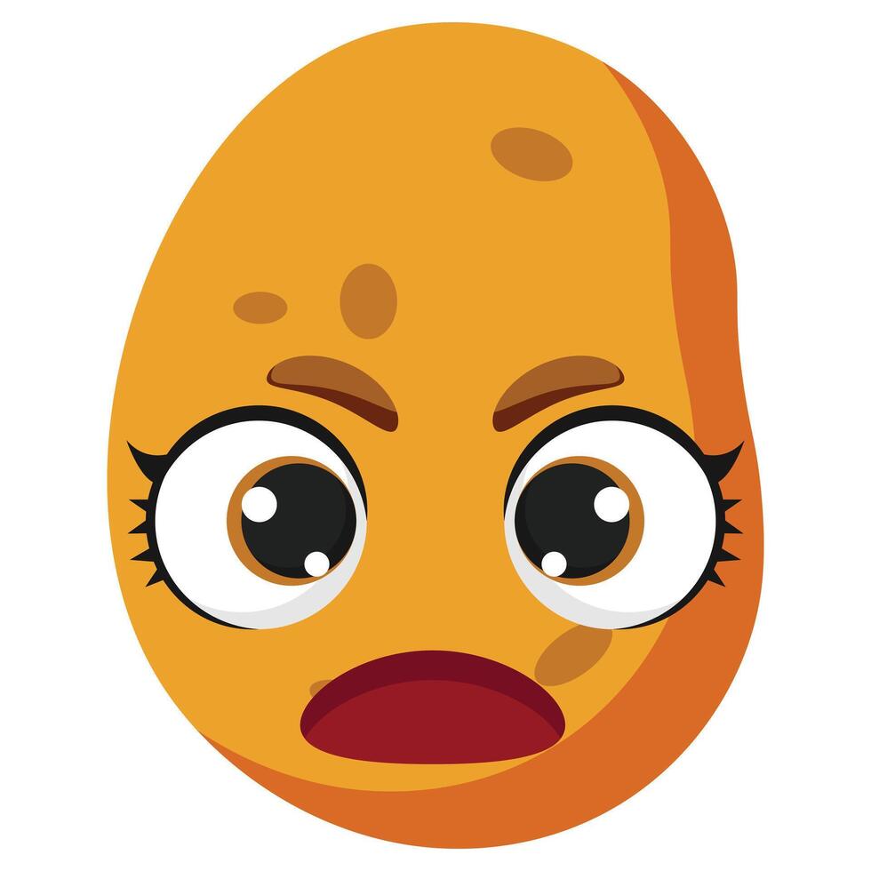 Angry potato face with expressive eyes perfect for food packaging, kids' projects, stickers, and humorous cooking-related content vector
