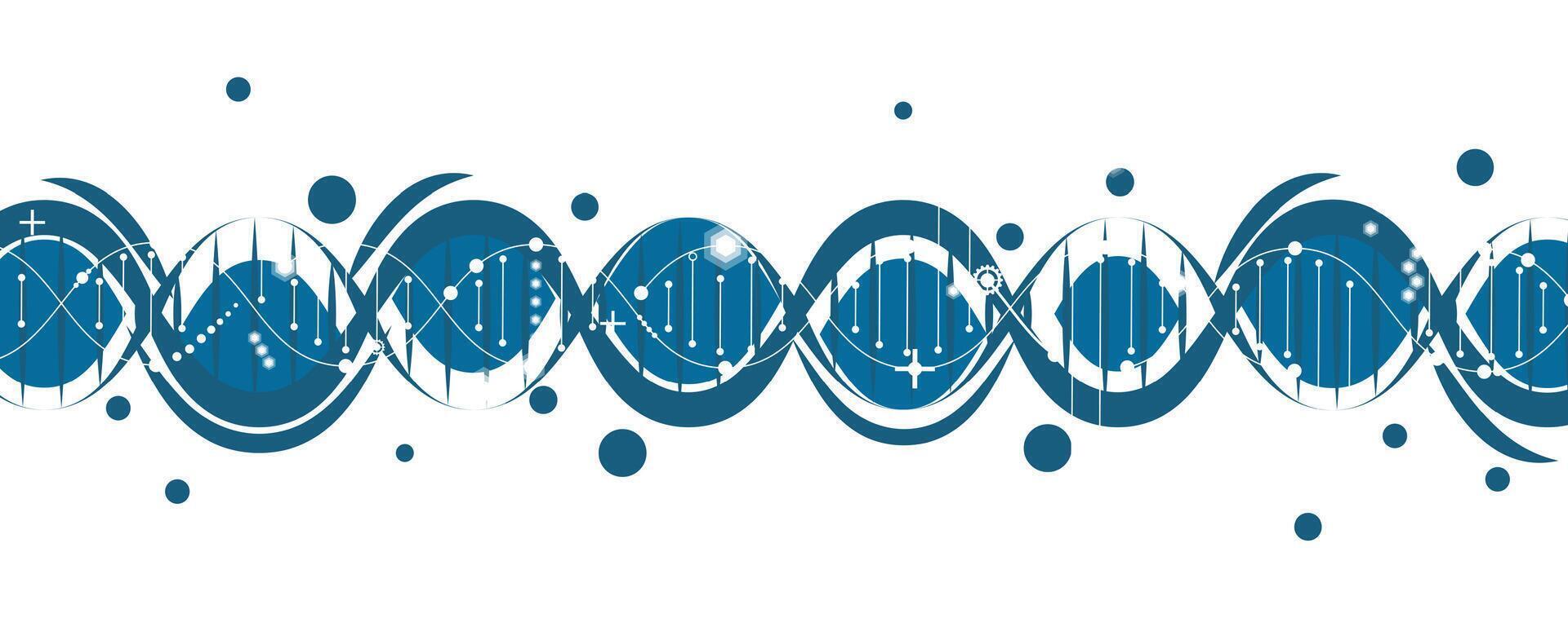 a blue and white pattern with circles and dna vector