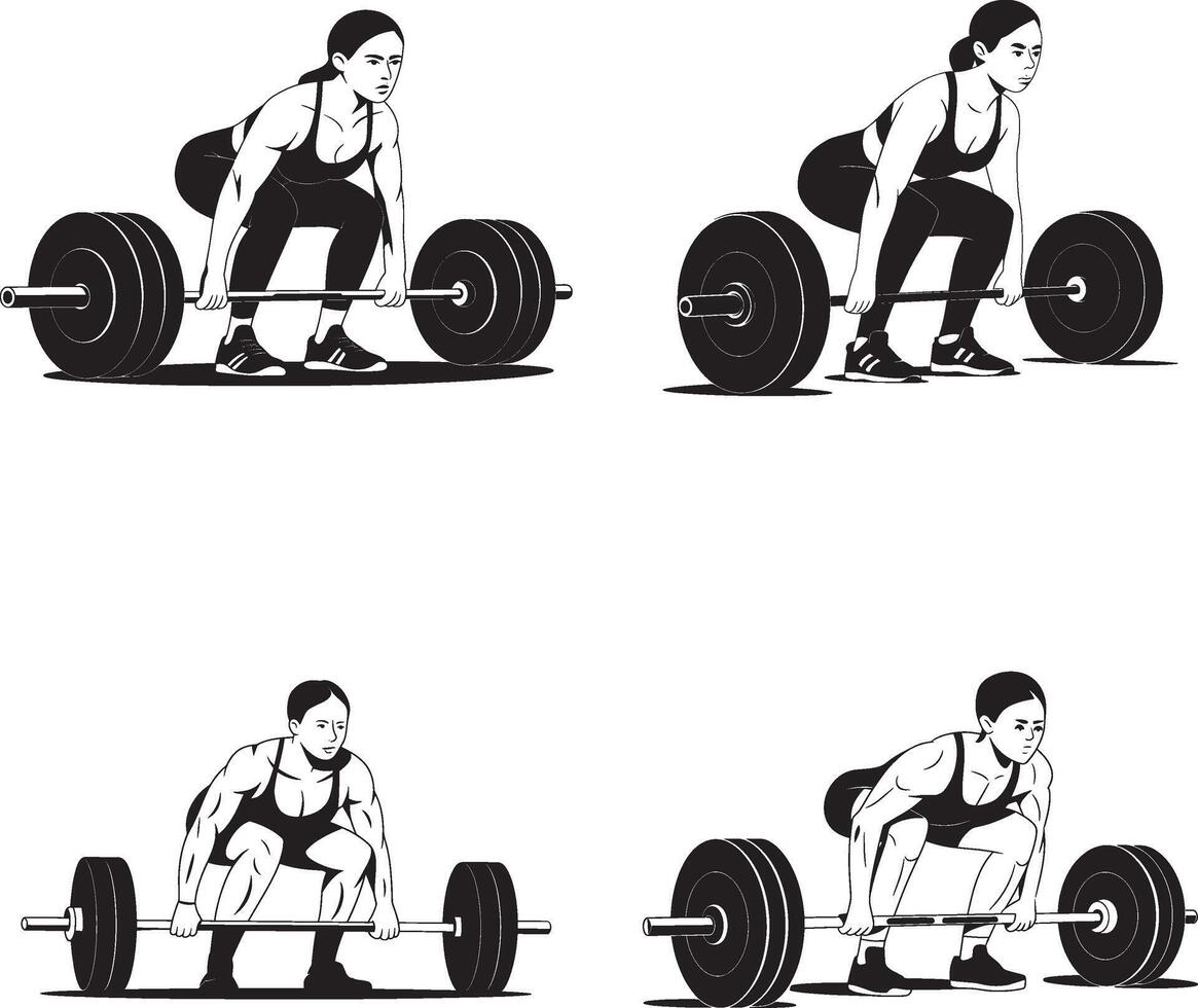 Woman Performing Deadlift Exercise Illustration Athletic Bodybuilding Fitness Training vector