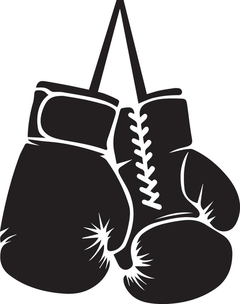 Hanging Boxing Gloves Black And White Illustration Sport Equipment vector