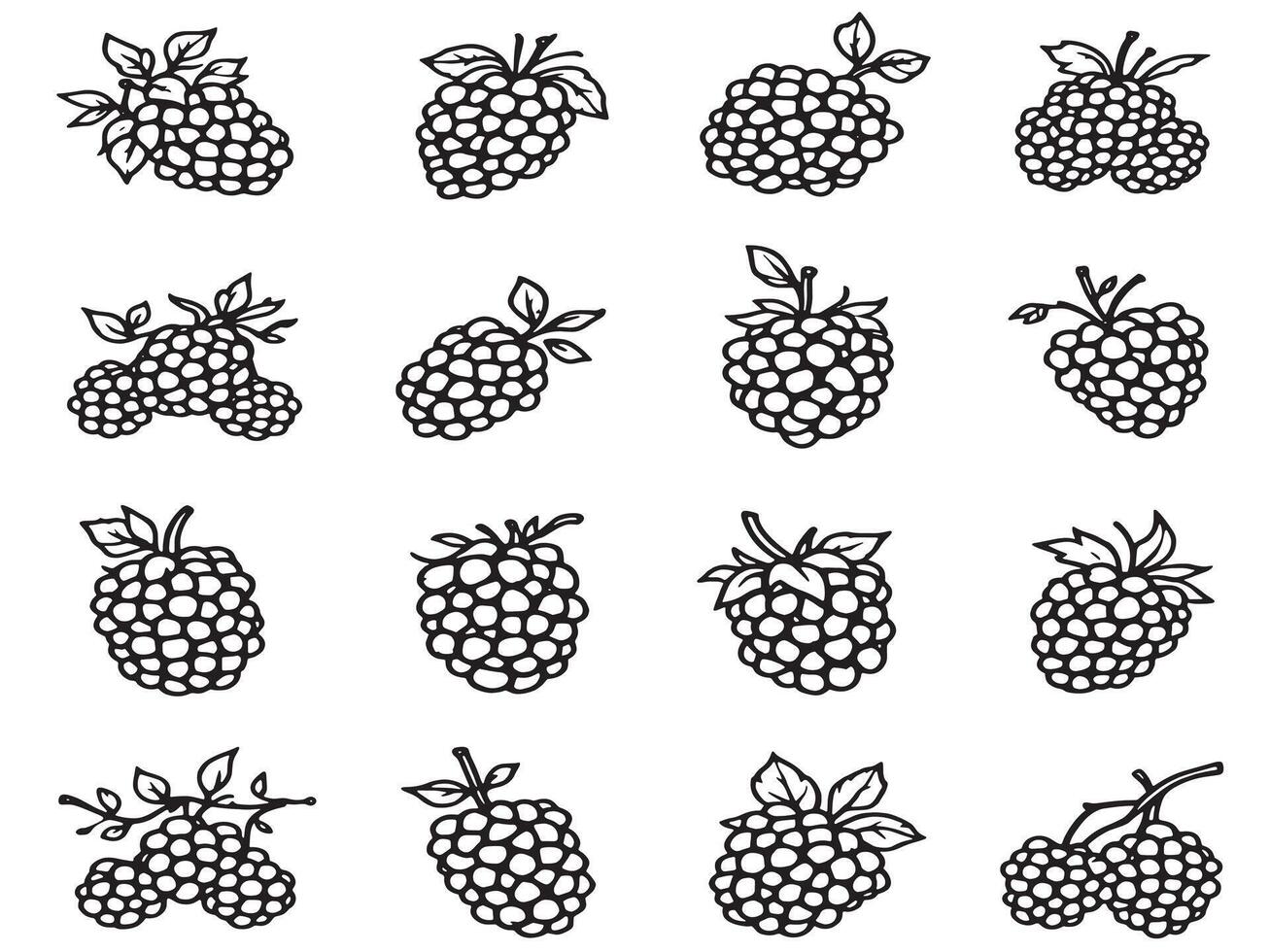 Blackberry icons set vector