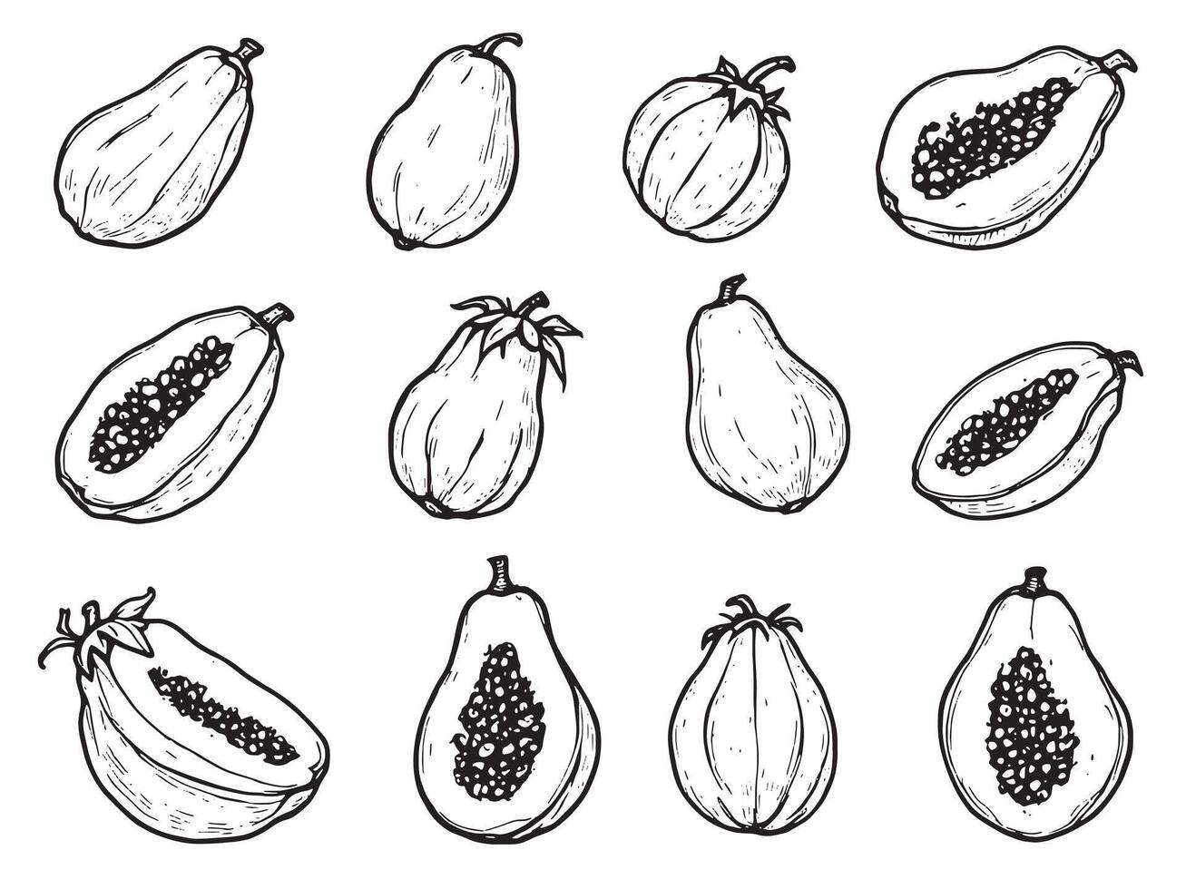 A set of different papas and fruits vector