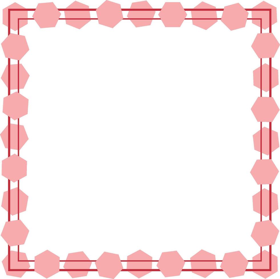 Pink, light pink and white background color with stripe line shape. Square frame, boarder for text, picture, advertisement. Hexagon shapes like stickers. Empty space vector