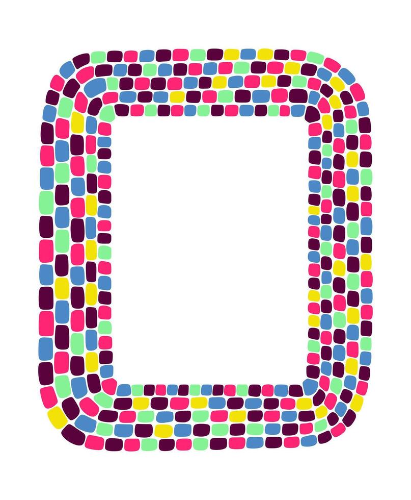 Rectangle frame with checkered print on borders. Mosaic frame or border with empty space for text or picture. Vertical colorful frame vector