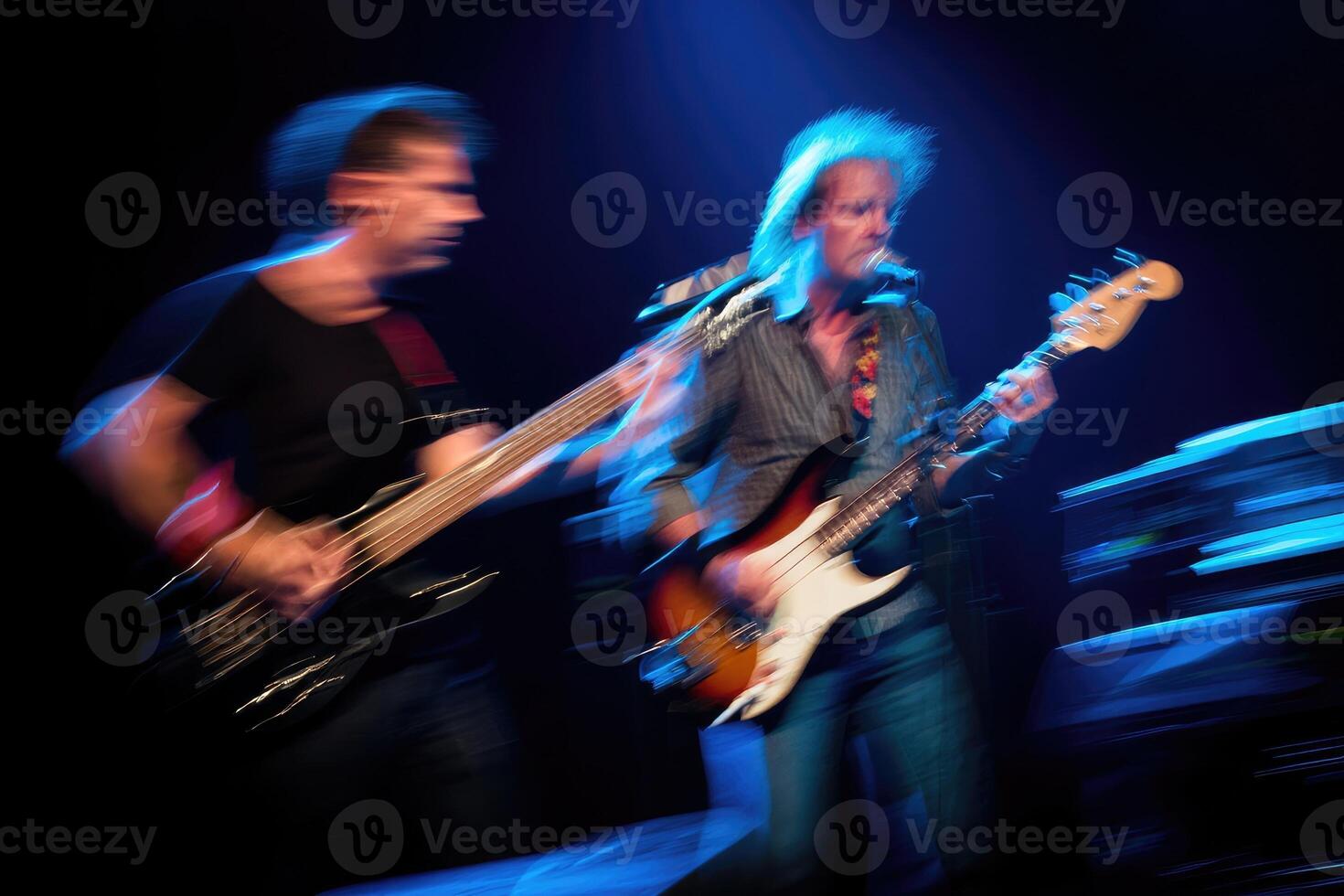 Dynamic performance by musicians creating an energetic atmosphere during live concert photo