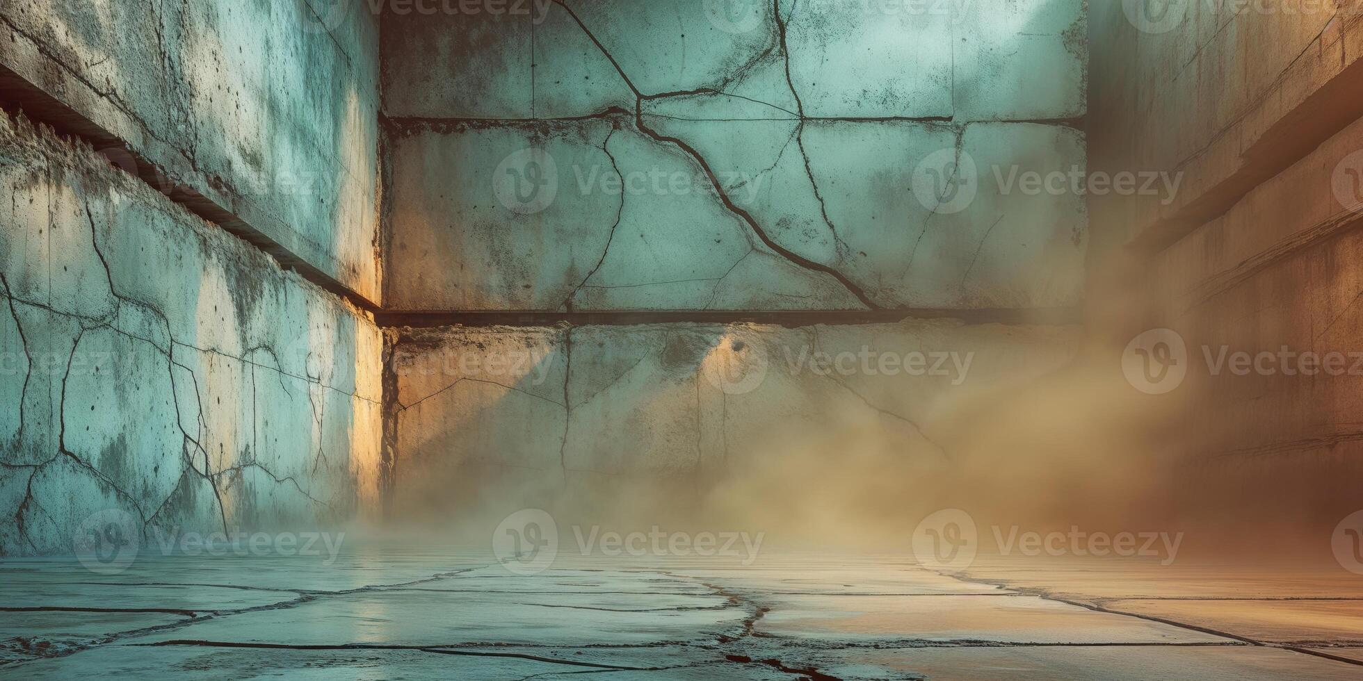 An abstract depiction of a textured concrete wall and floor. photo