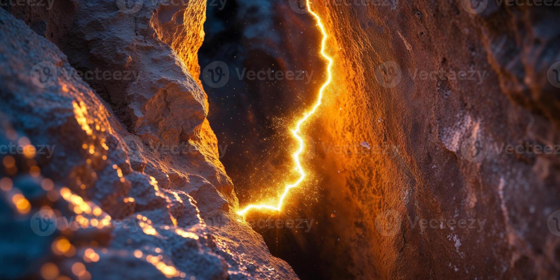 A crack in the wall with a light coming out of it photo