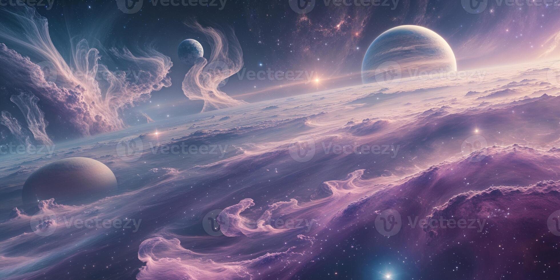 Cosmic nebula exploration journey through the universe space and sky with stunning planetary views photo