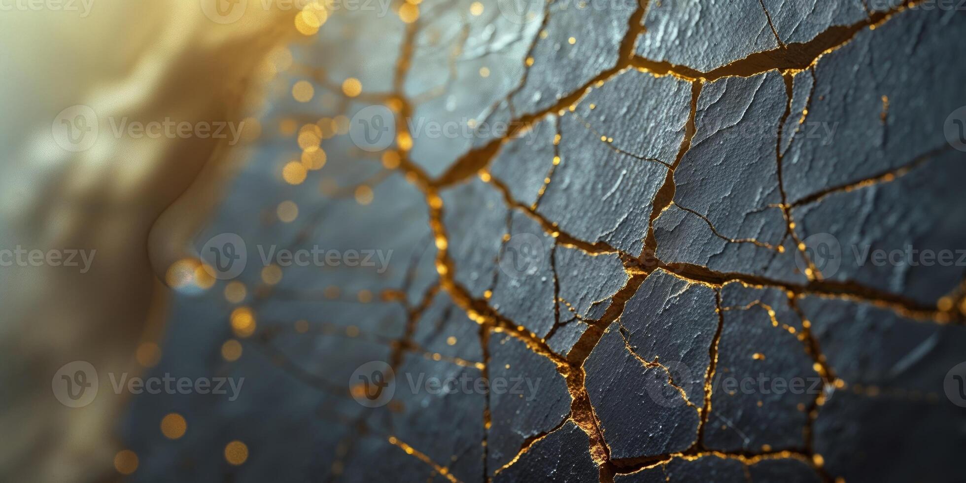 Cracked earth background with sun shining through photo
