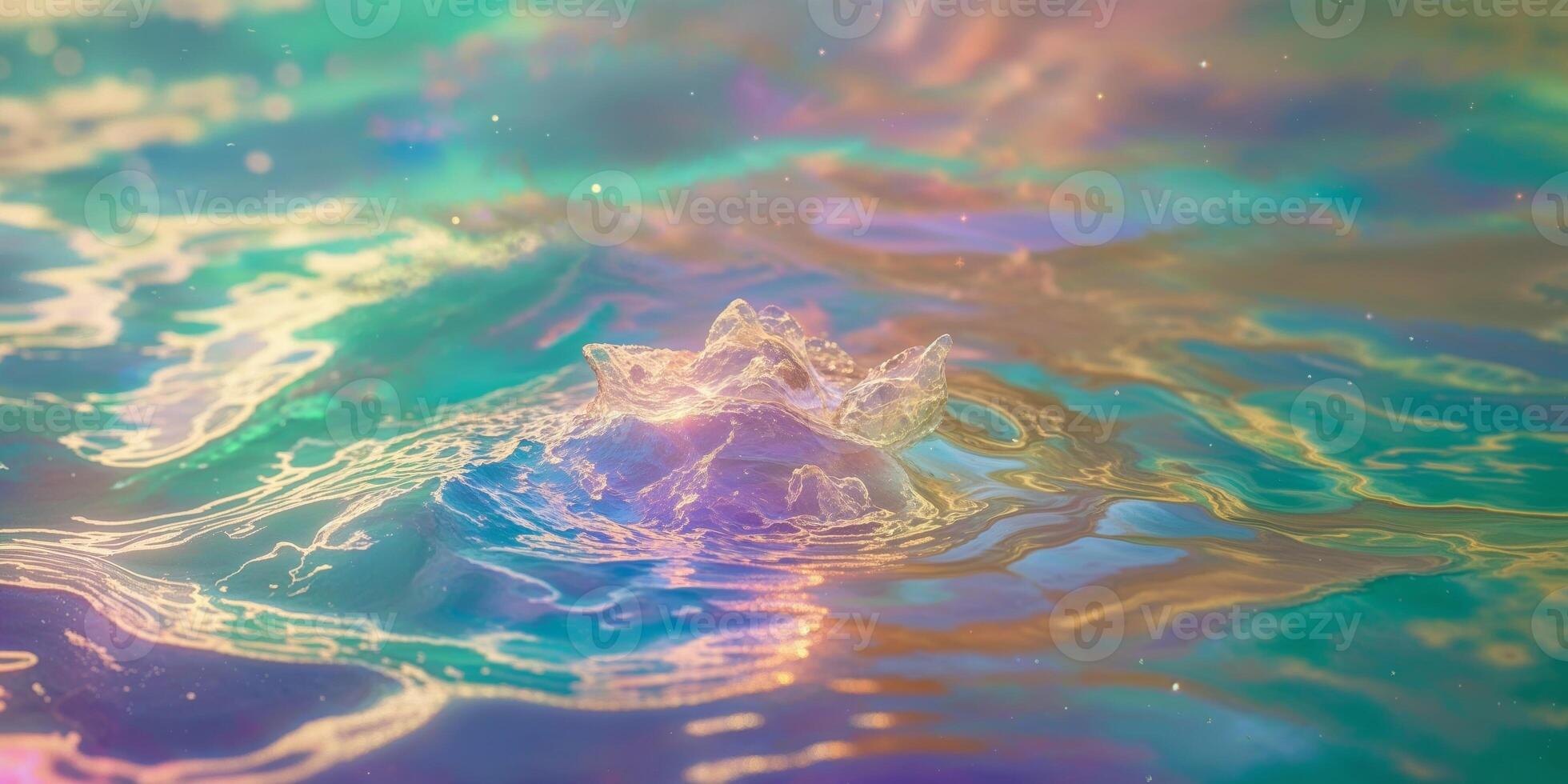 A rainbow colored water with bubbles and bubbles photo