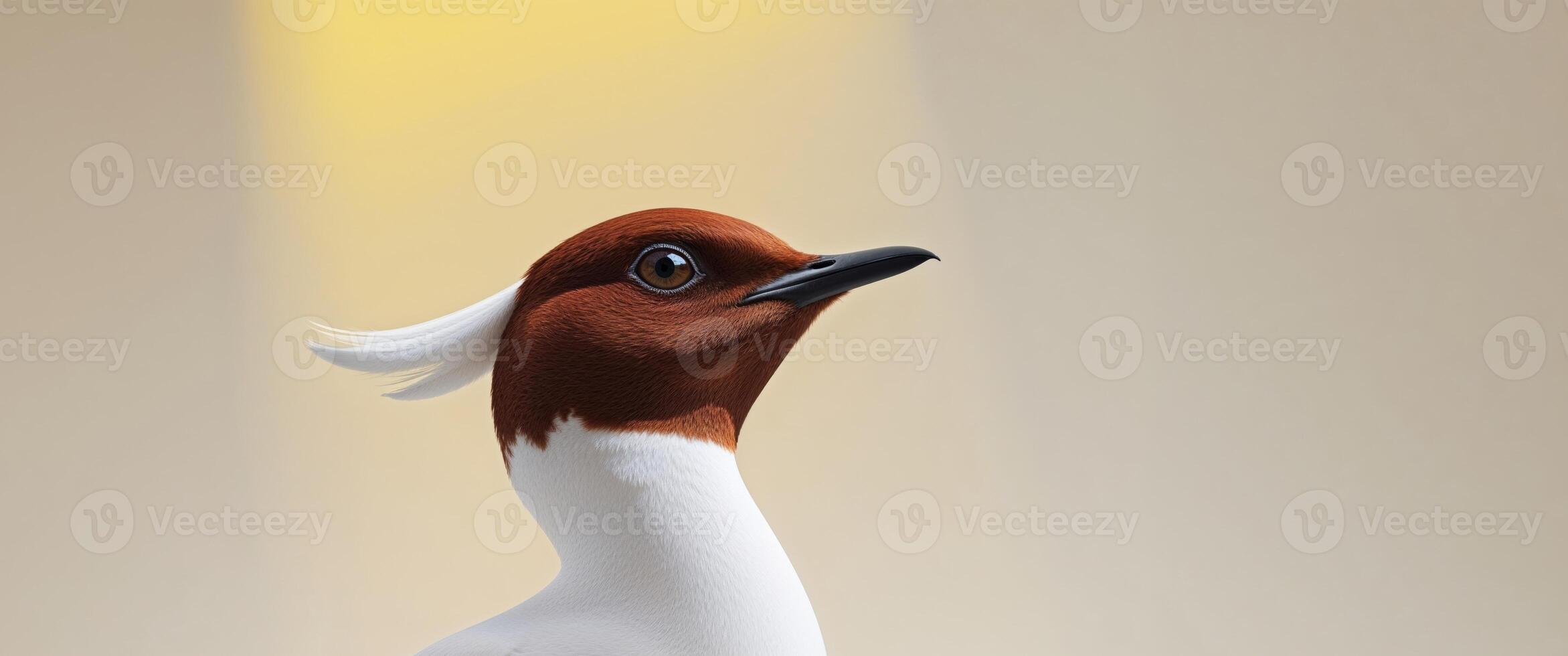 A white and brown duck with a yellow light photo