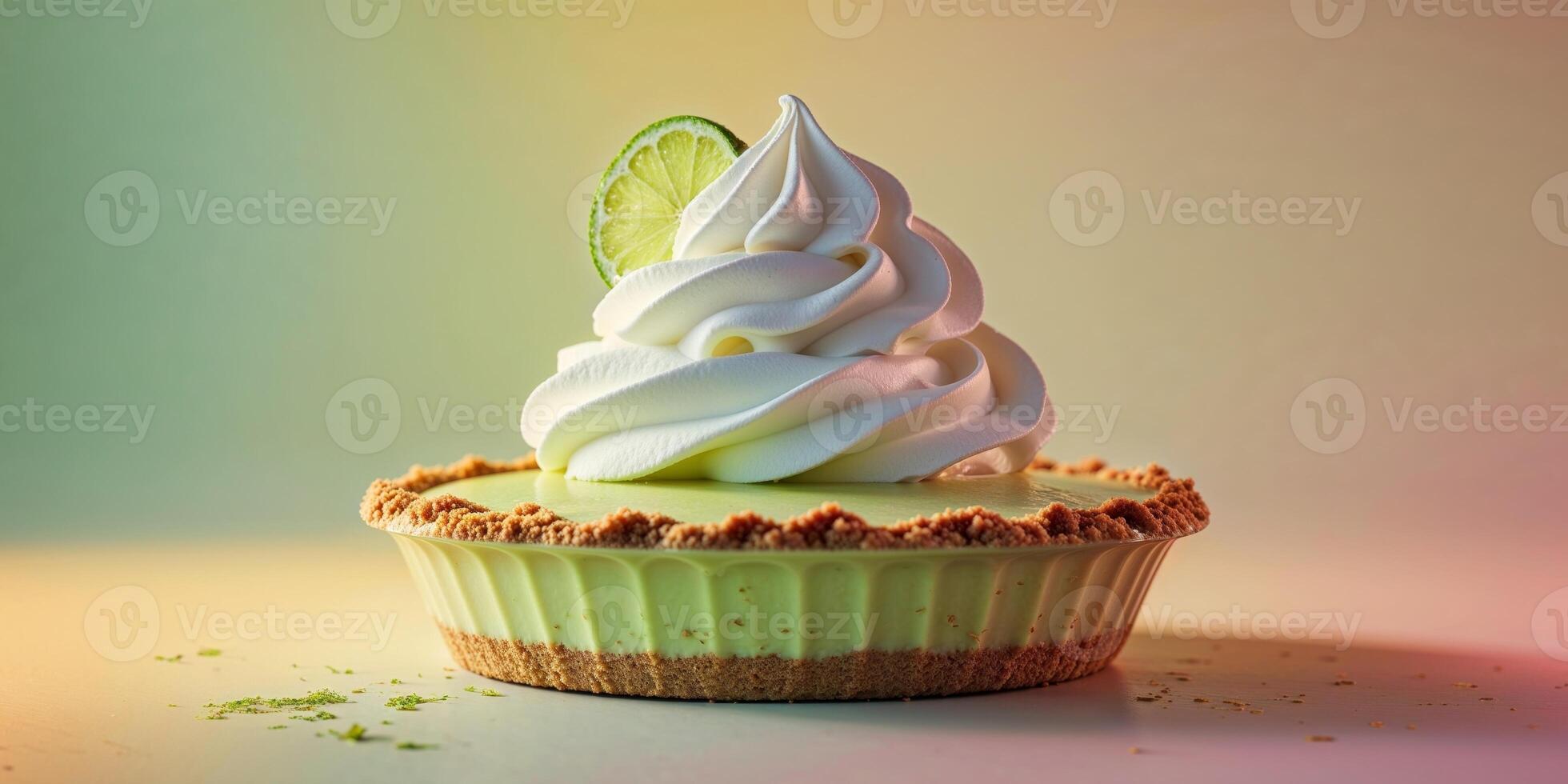 A lime pie with whipped cream and a lime slice photo