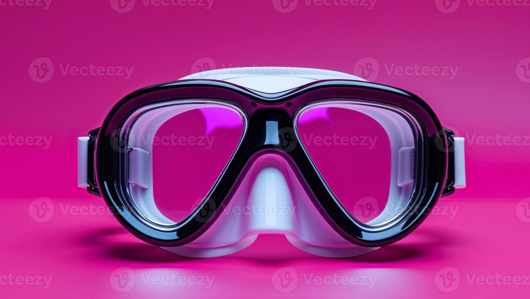 A diving mask on a pink background photo