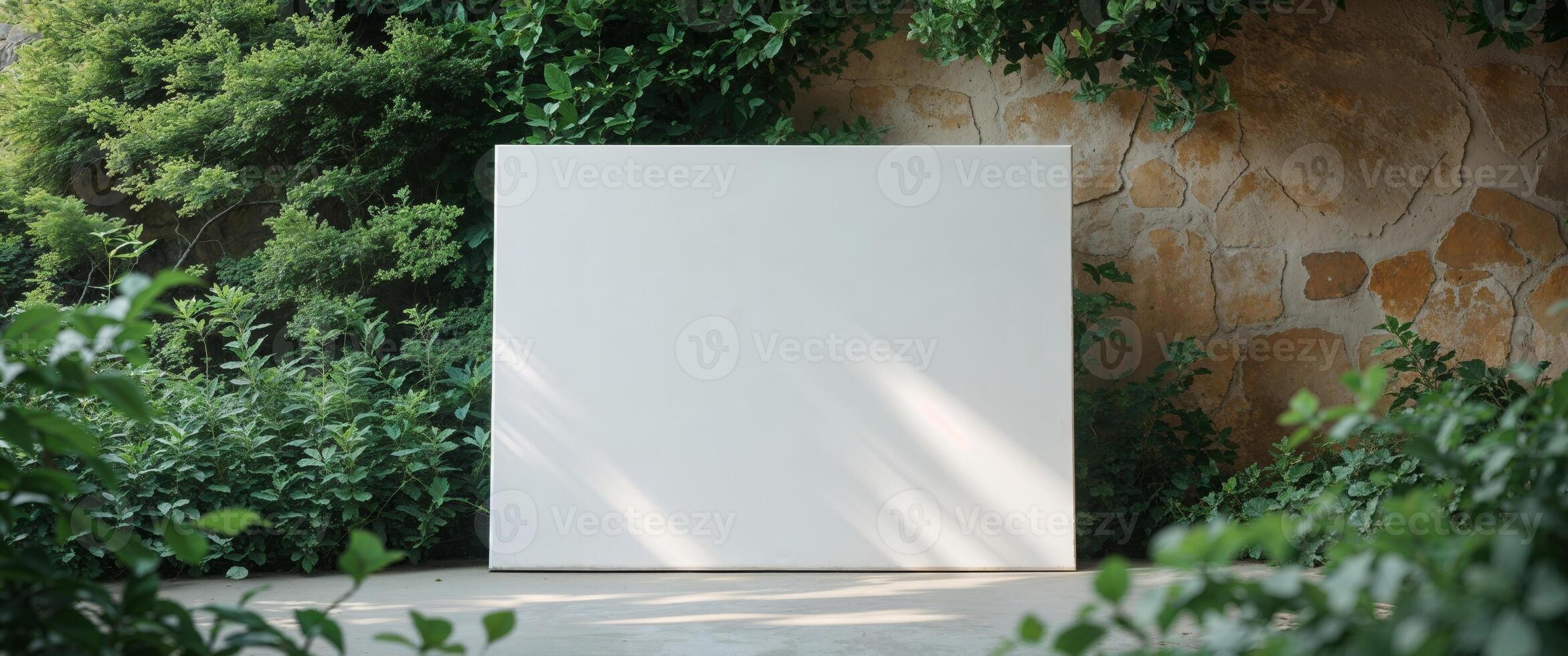 Blank white square in the garden photo