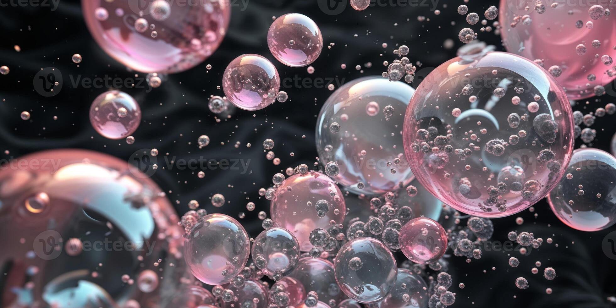 Pink and Gray Abstract Bubbles with Metallic Accents. photo
