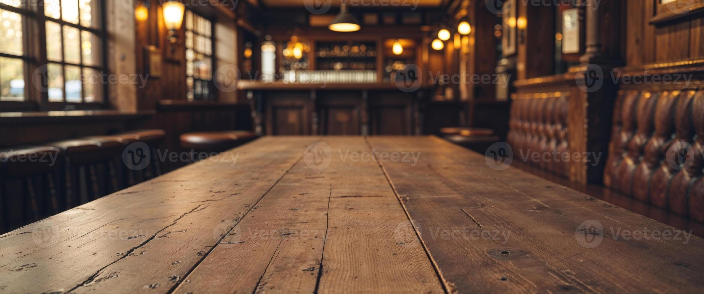 A long wooden table in a pub photo