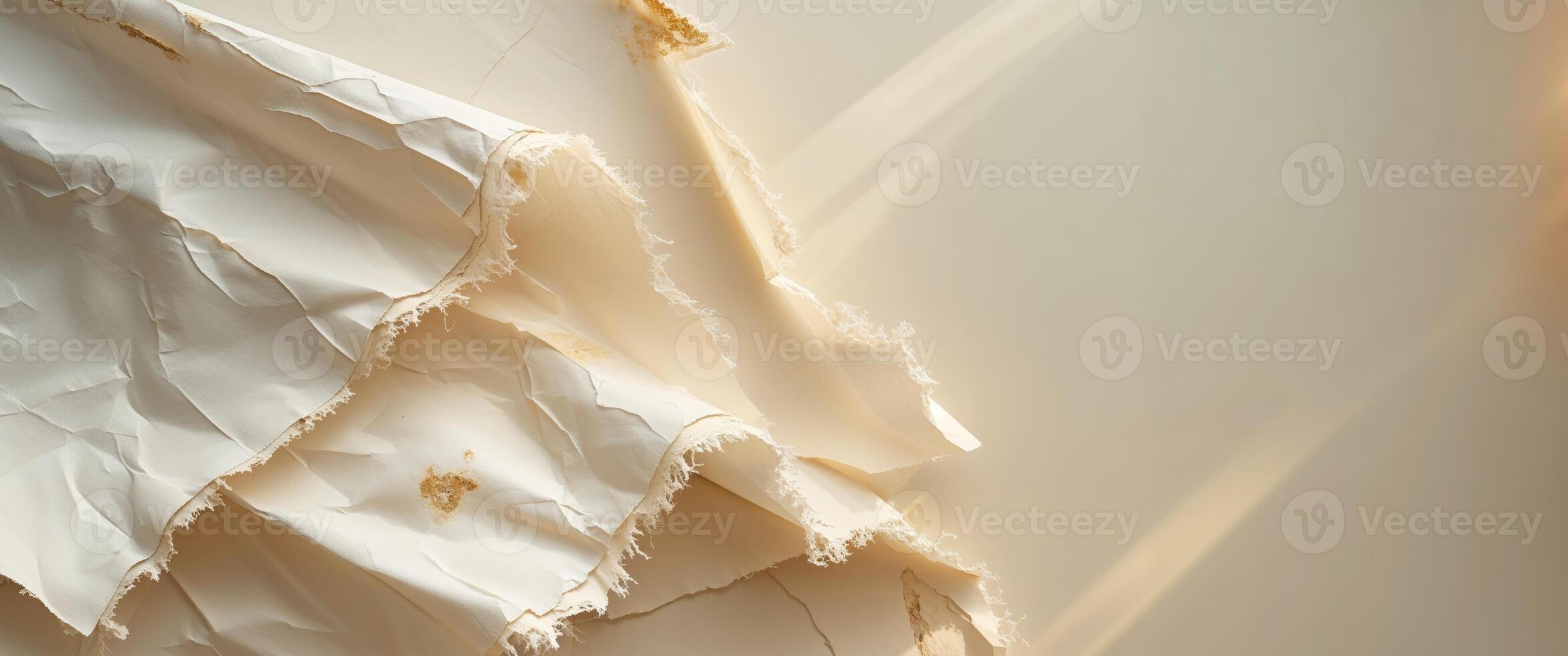 Old Paper Texture Background with Frayed Edges for Vintage Designs. photo