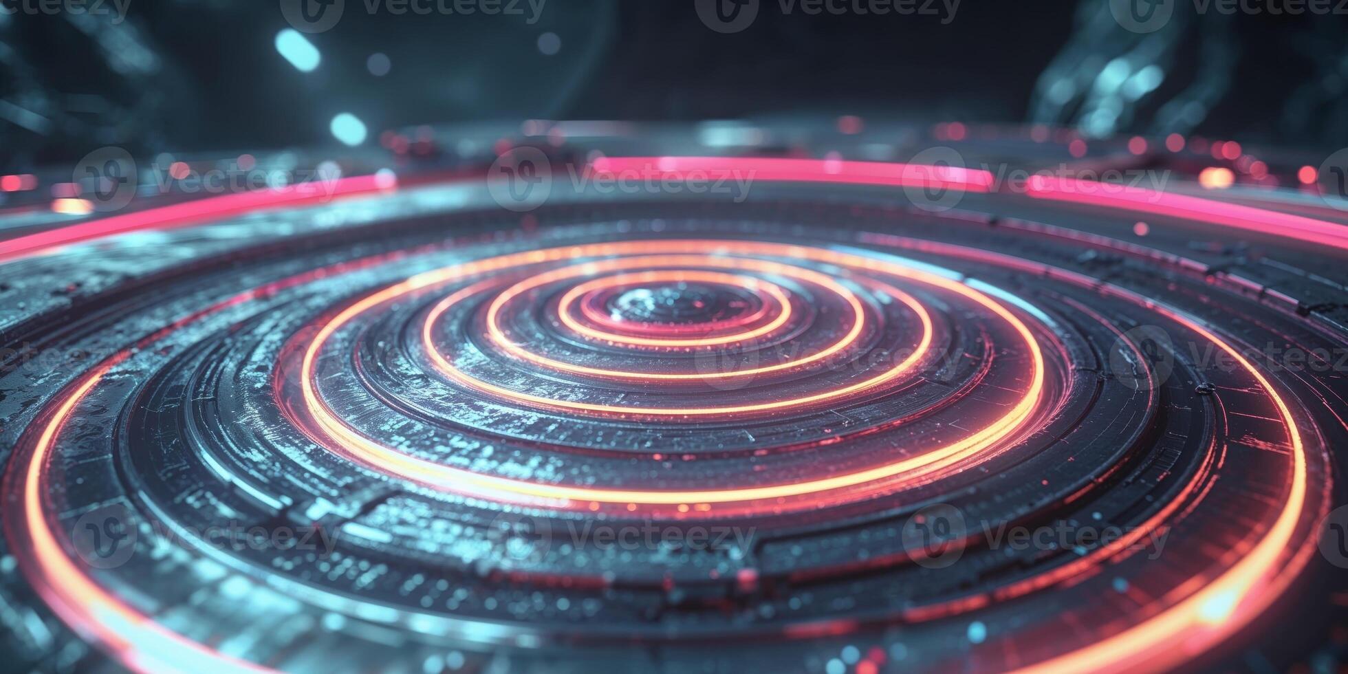 Glowing Concentric Circles on Textured Surface with Technology Concept photo