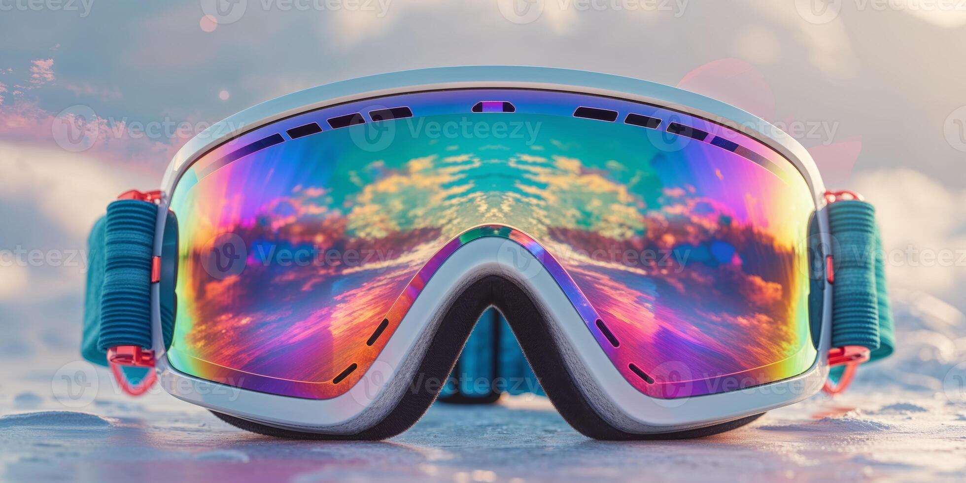 Stylish Ski Goggles with Stunning Reflective Lenses. photo