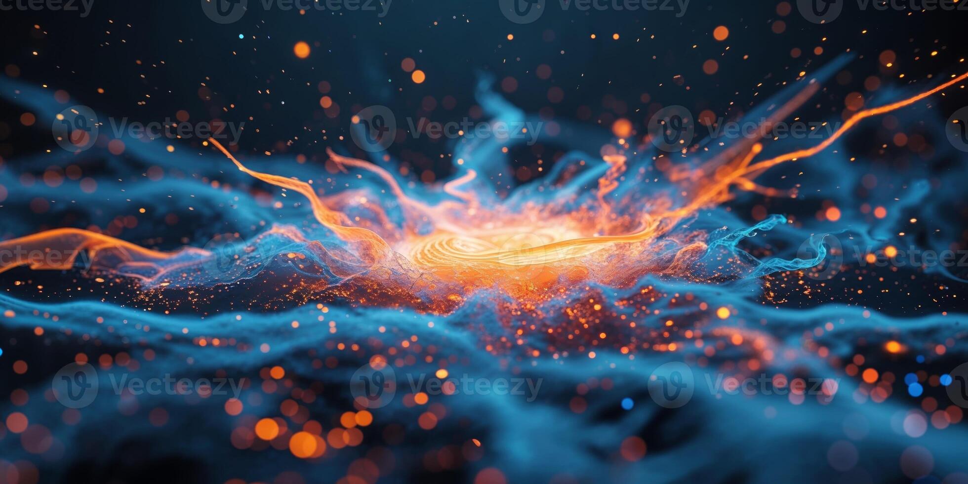 An abstract image of a blue and orange explosion photo
