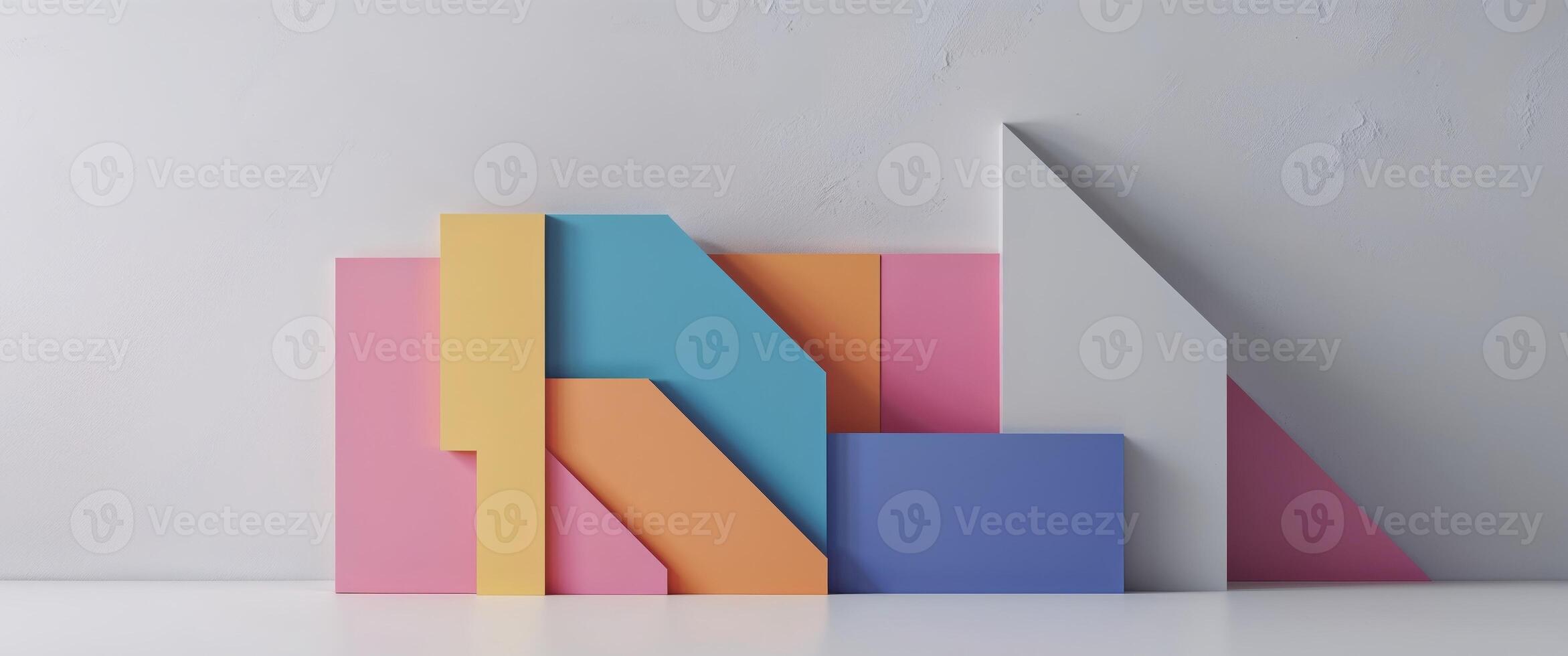 Colorful blocks on a white surface photo