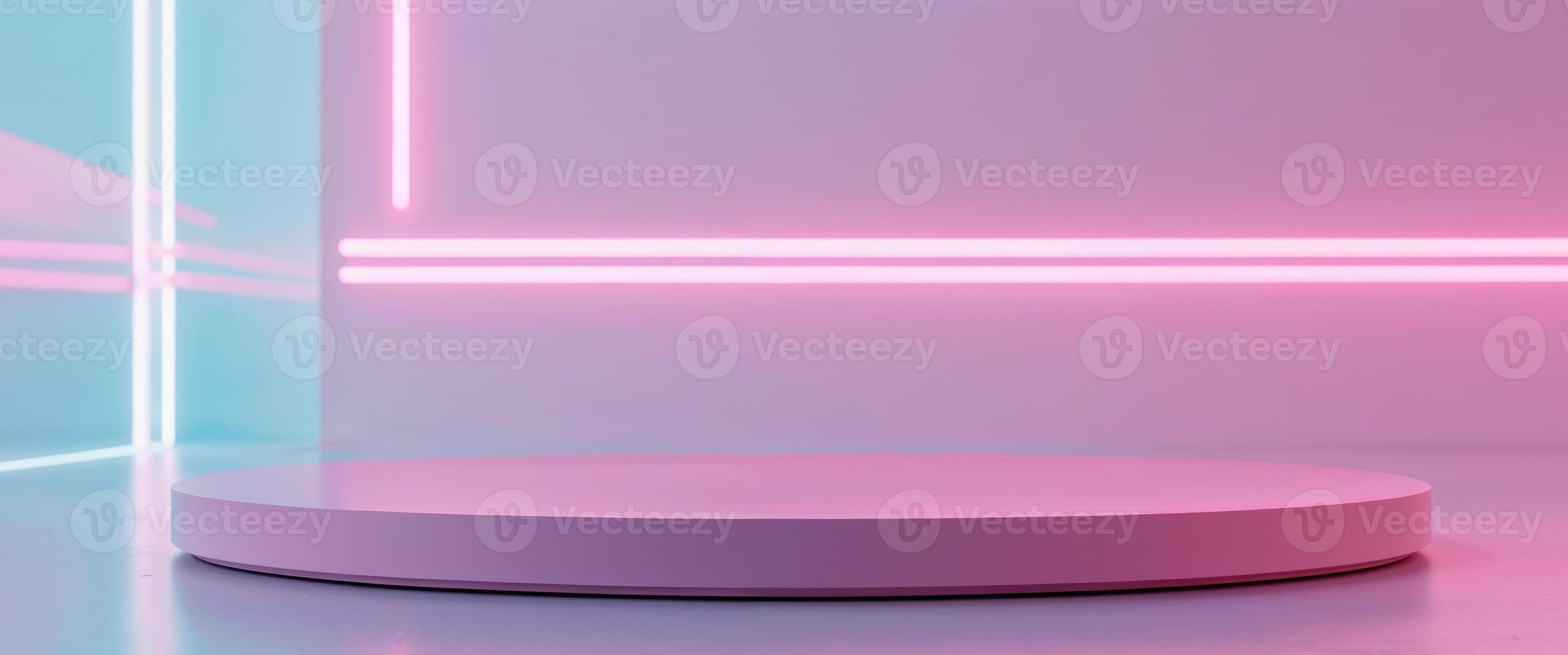 Modern Minimal Pink Platform Natural Concept With Neon Light Abstract Background photo