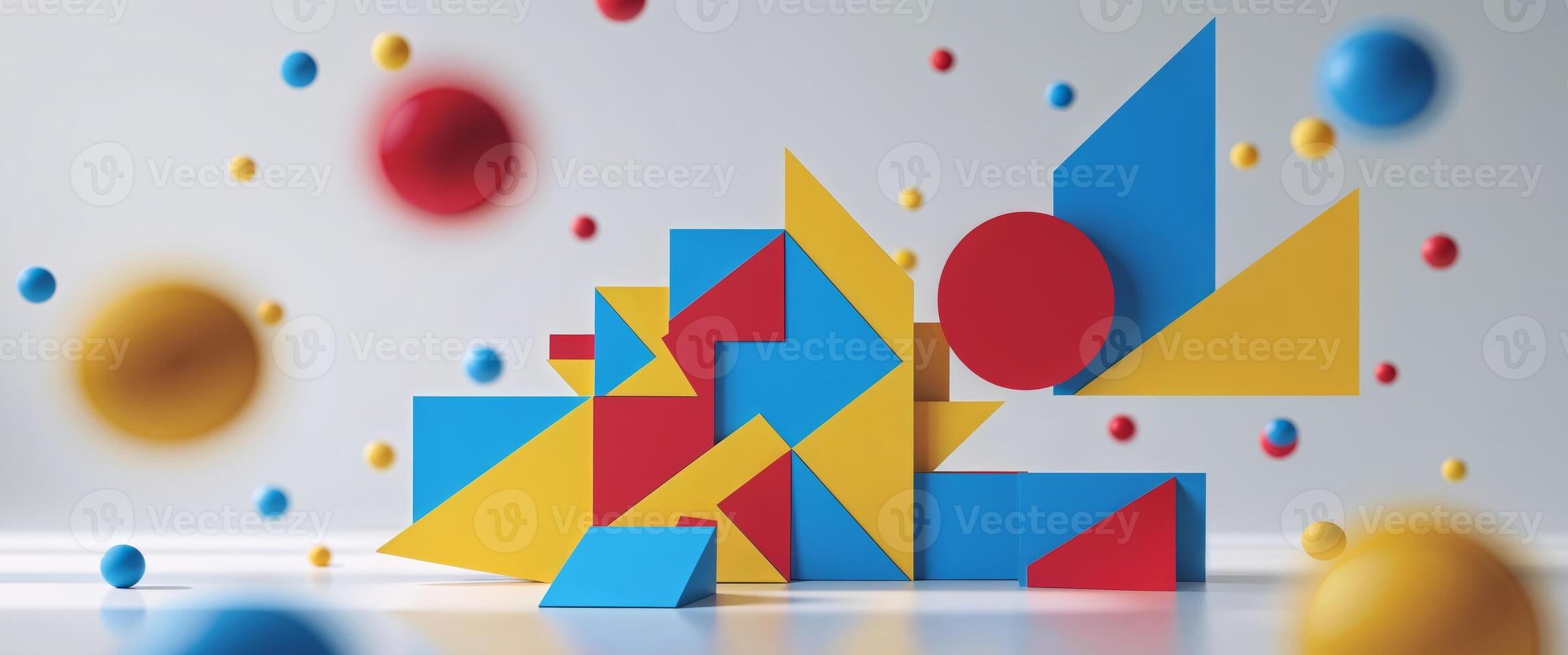 A colorful abstract design with cubes and balls photo