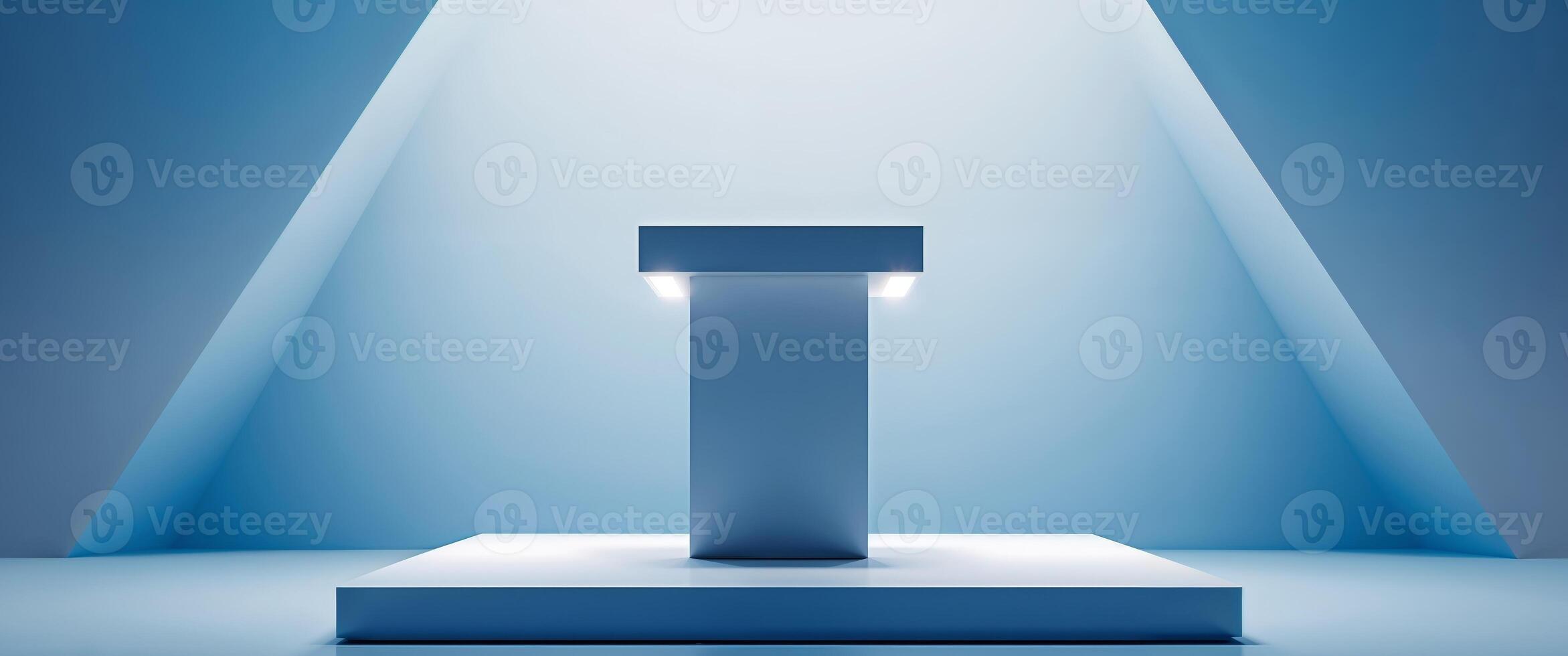 A podium with a light shining on it photo