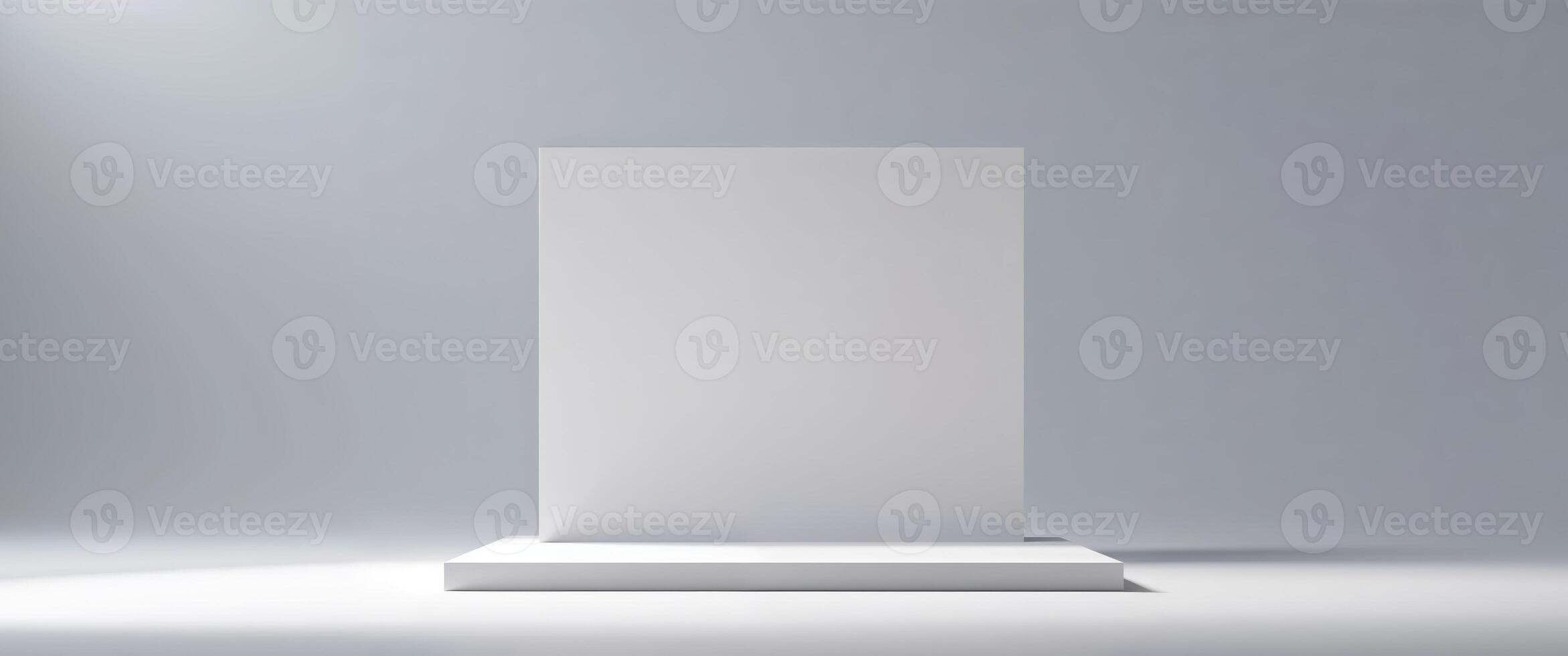 Clean product display stage with blank square canvas backdrop photo