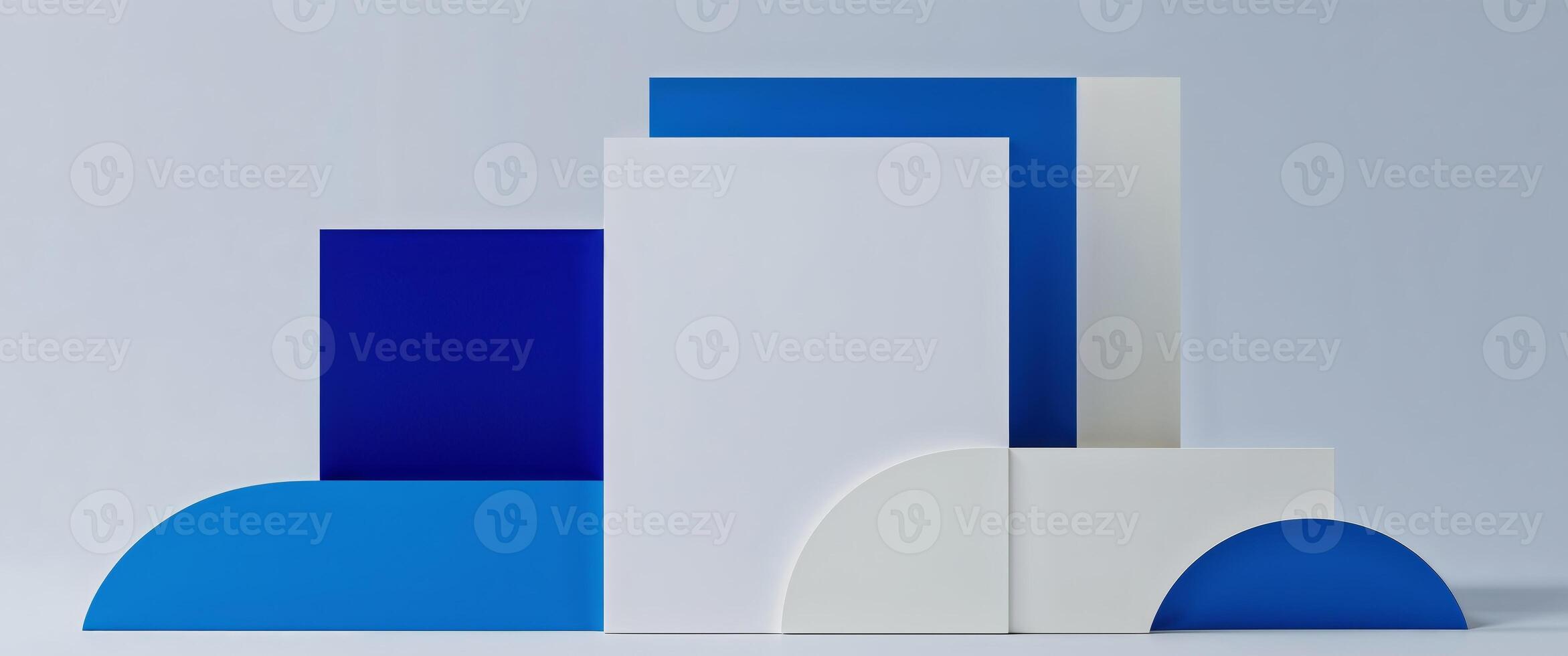 A blue and white abstract design with a white square in the middle. photo