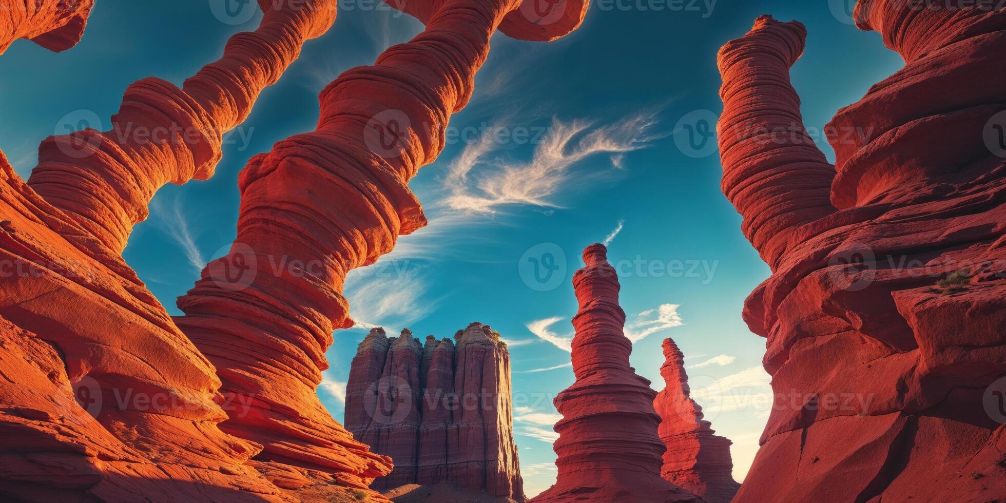 Desert Canyon Sunset with Spiral Rock Formations photo