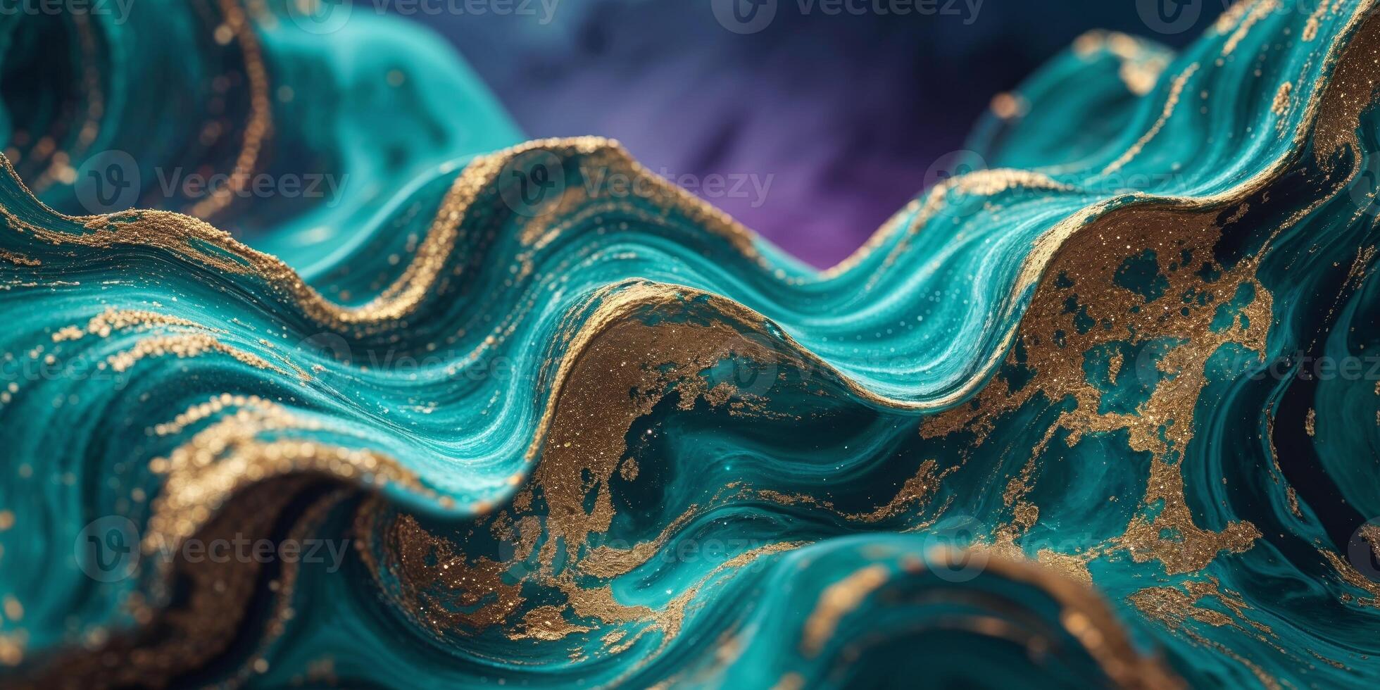 A close up of a wave of blue and gold photo