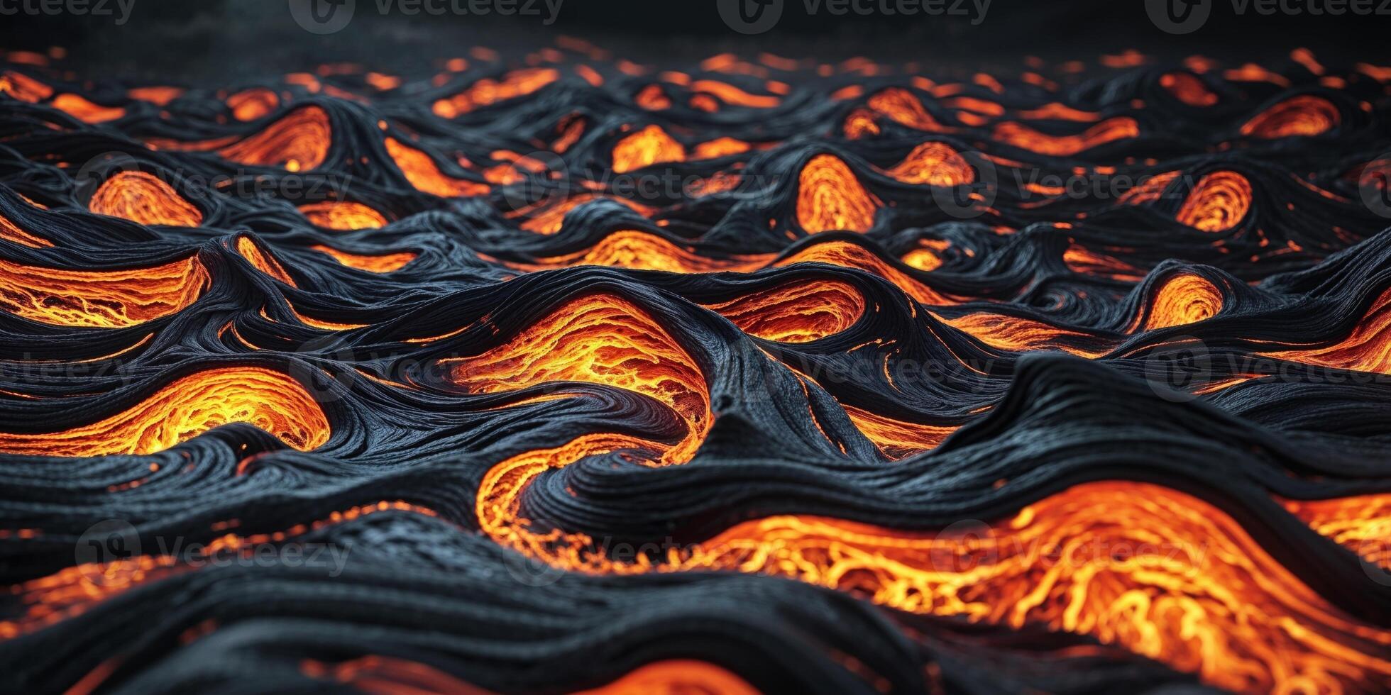 Abstract Lava Flow Fiery Orange and Black Swirling Texture photo