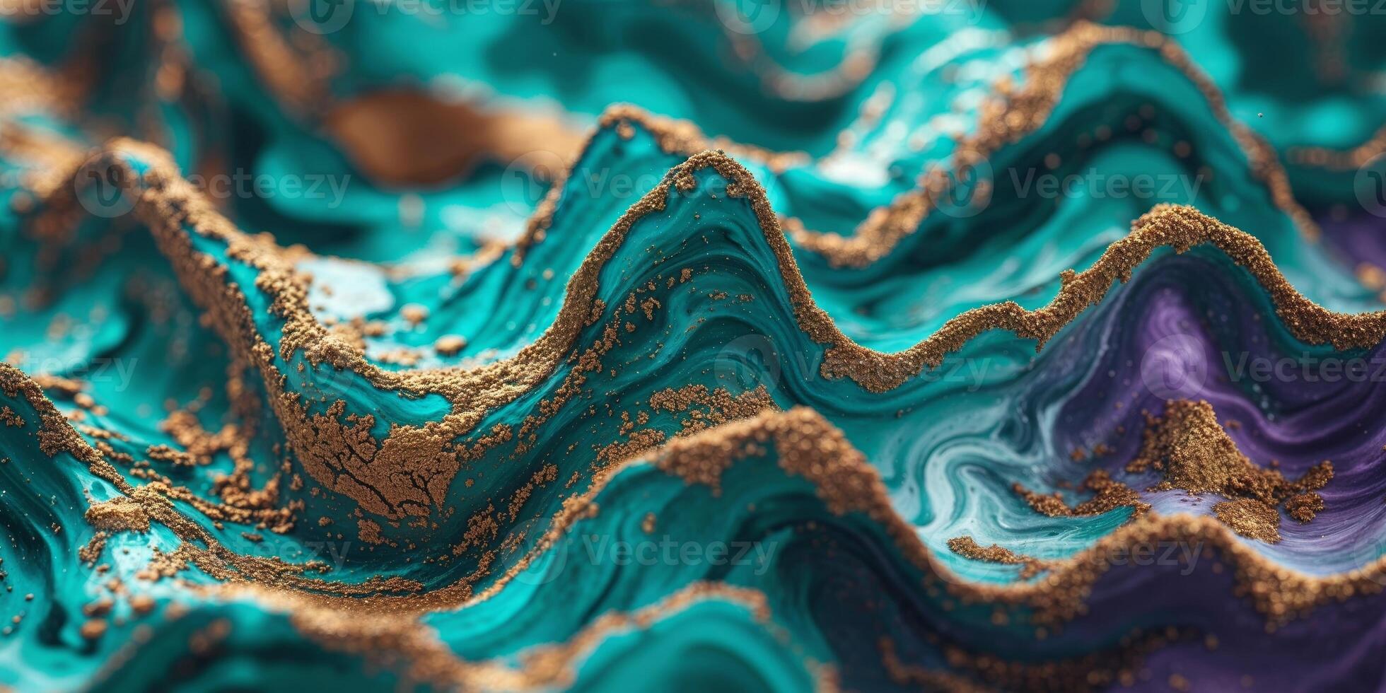 A close up of a wave of blue and purple paint photo