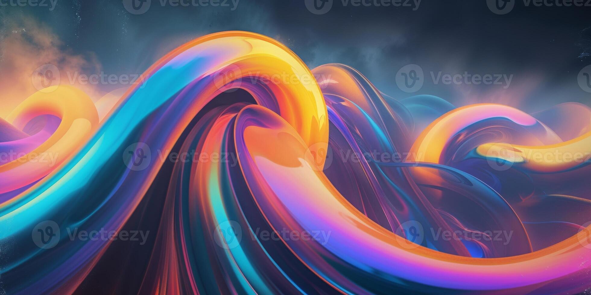 Abstract image of fluid curved forms with gradients of color photo