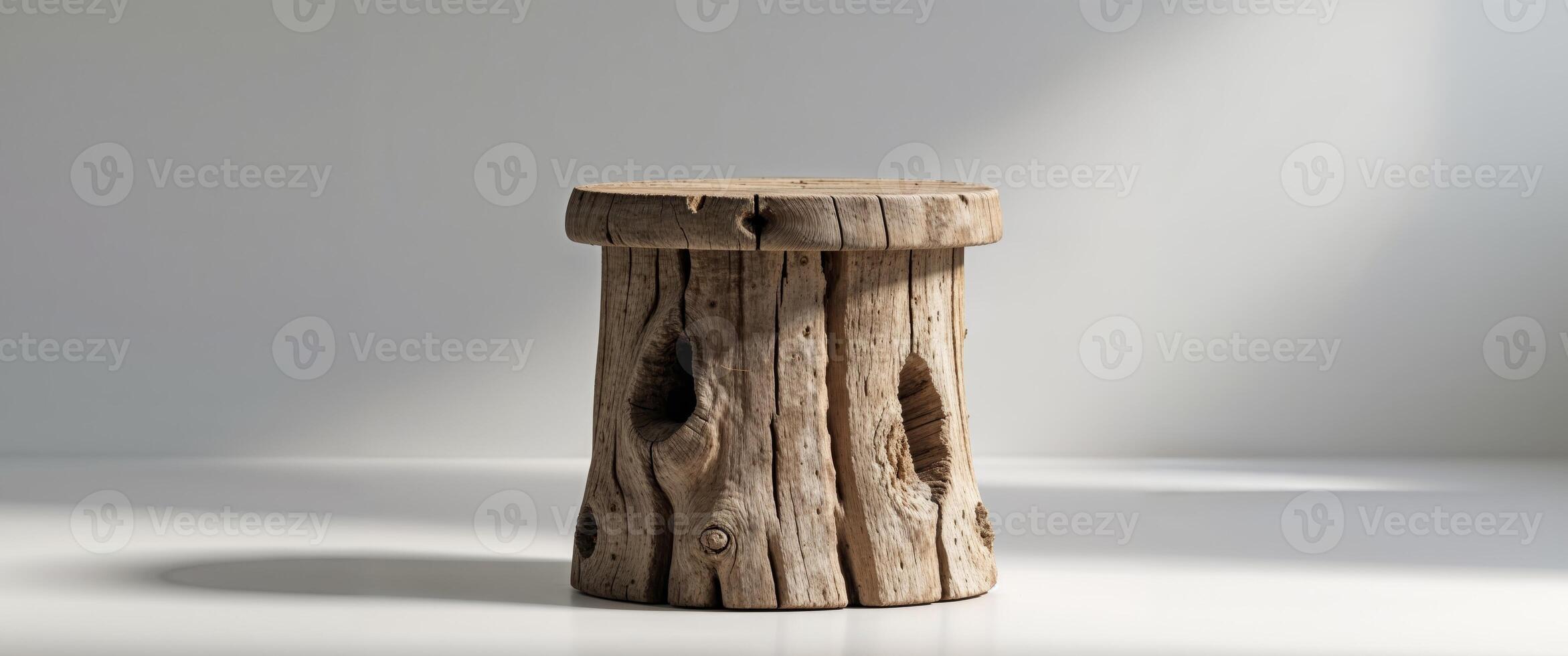 A wooden stool with a hole in the middle photo