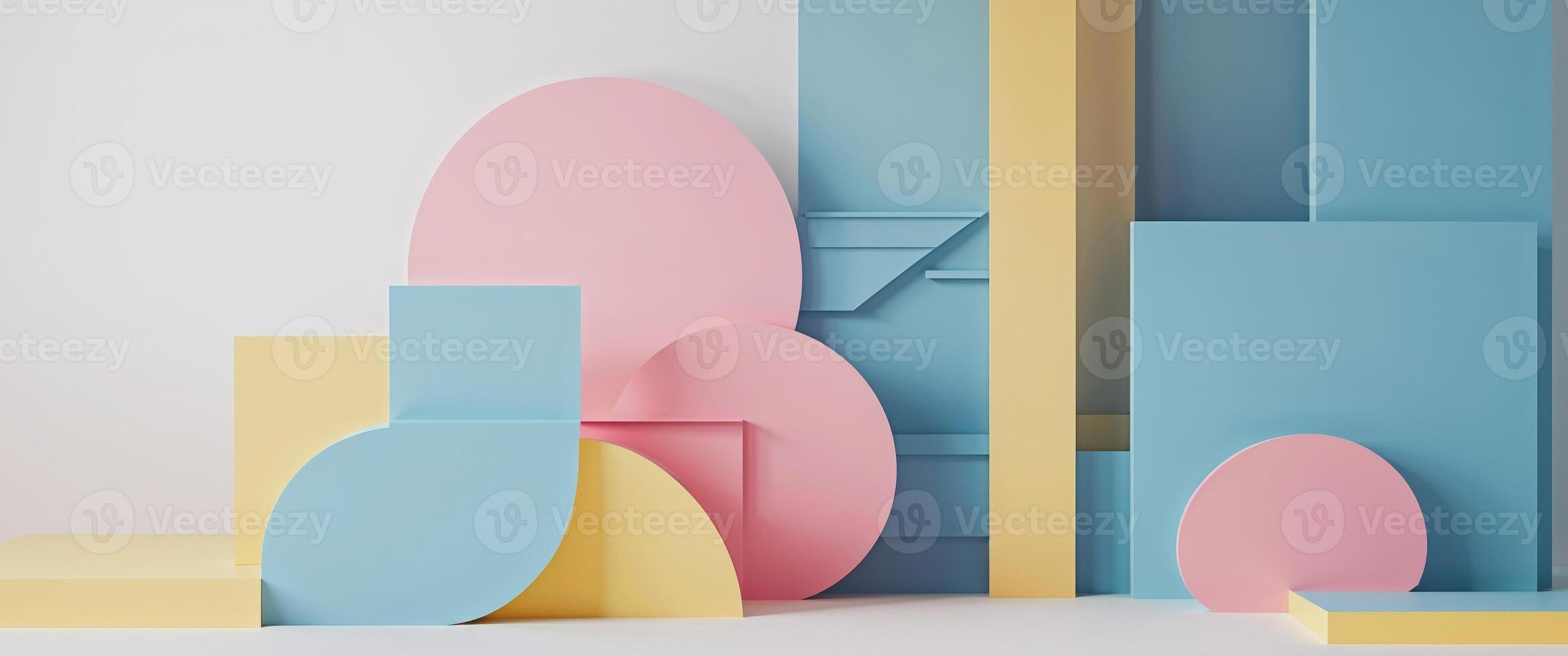A colorful abstract wall with shapes and shapes photo