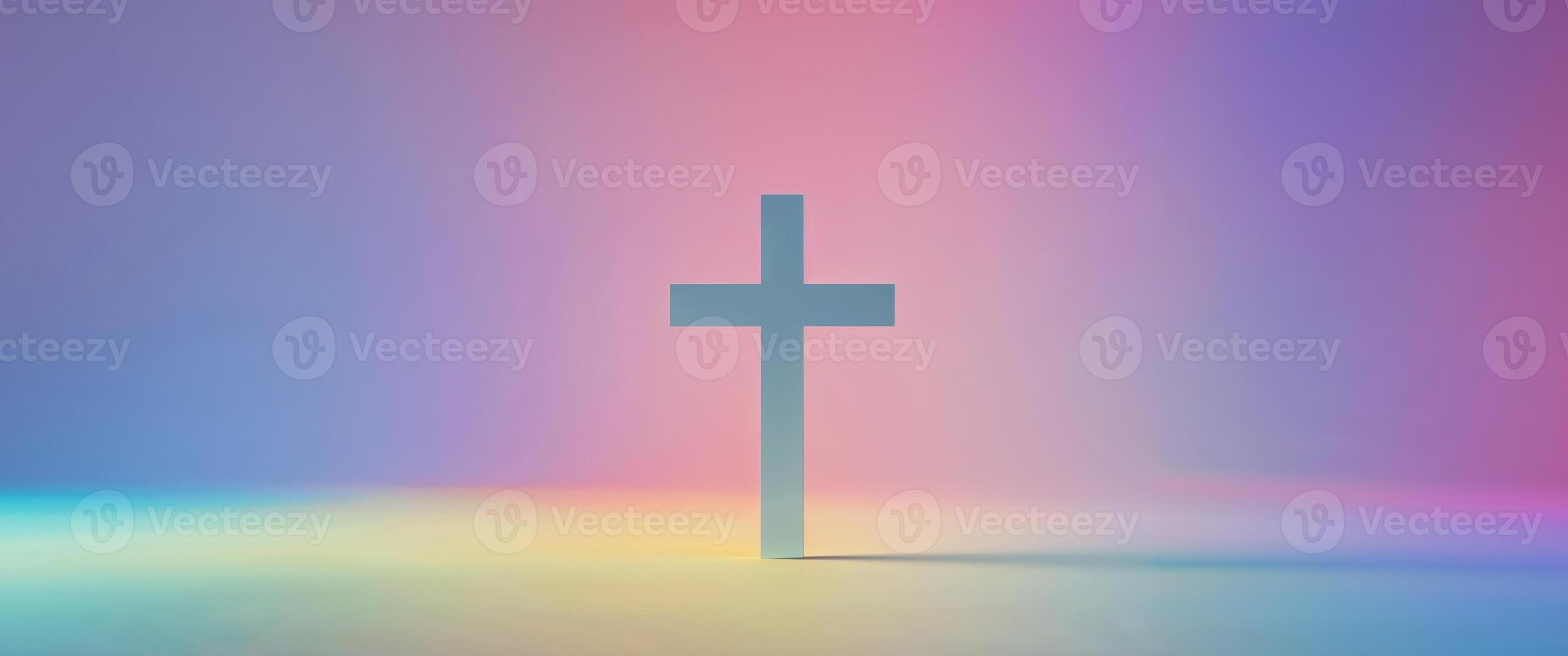 A colorful background with a white cross in the middle photo