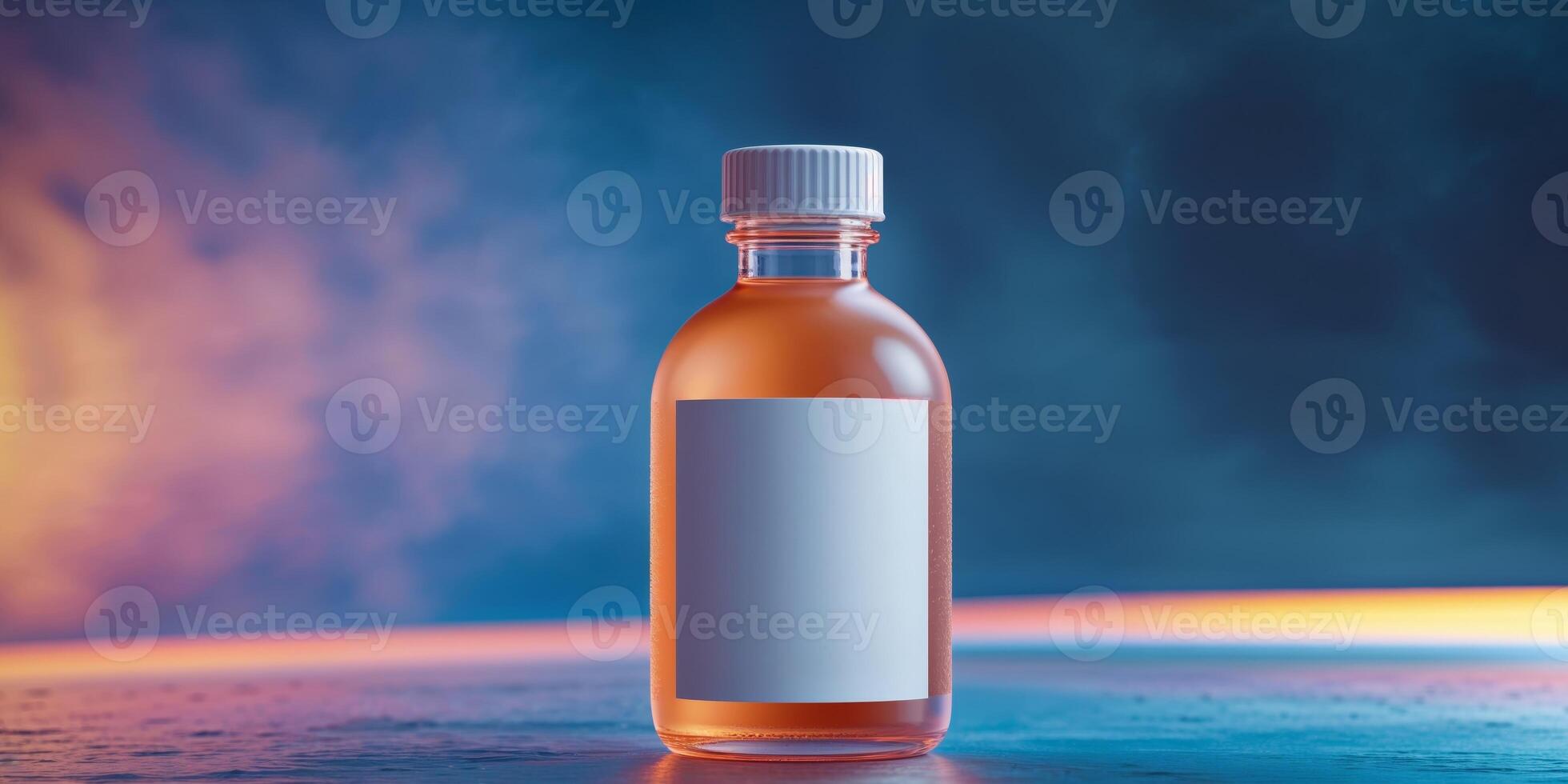 bottle of product with blank label mock up template photo