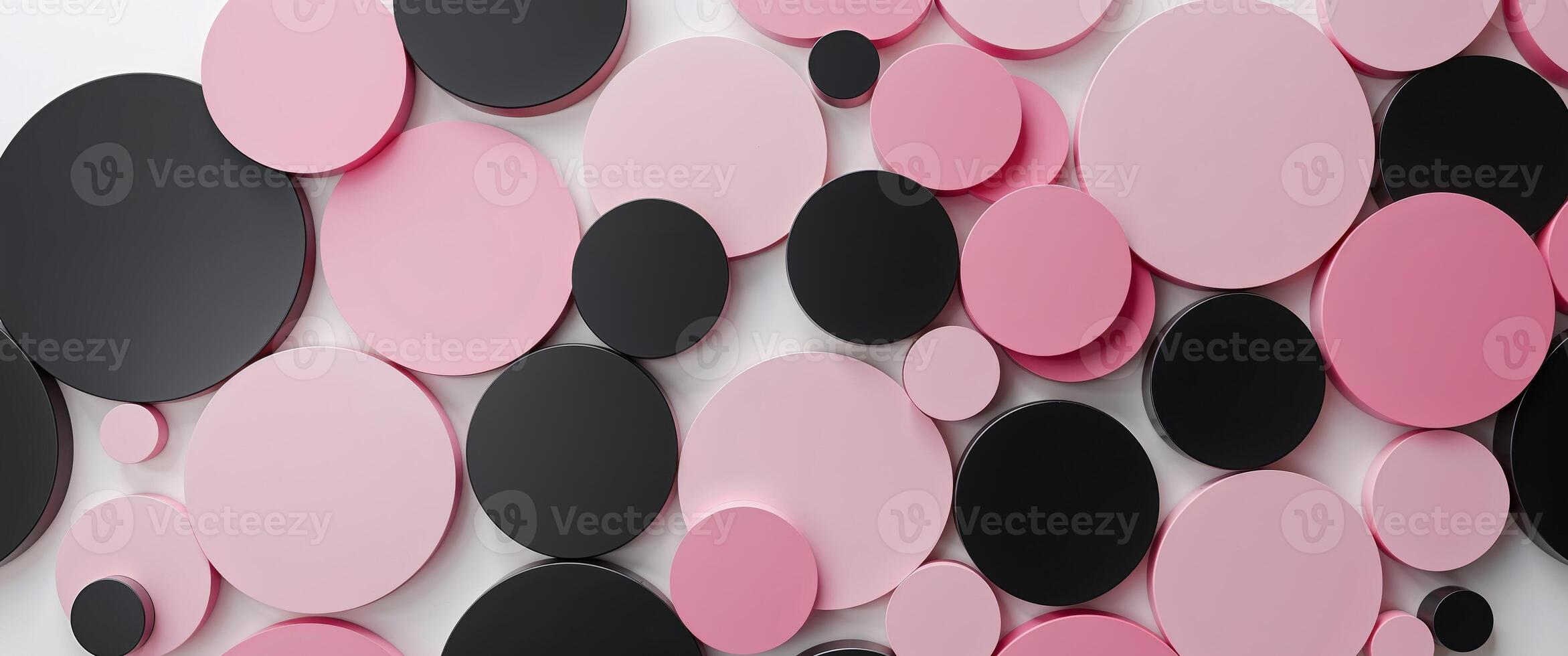Pink and black circles creating abstract geometric background photo