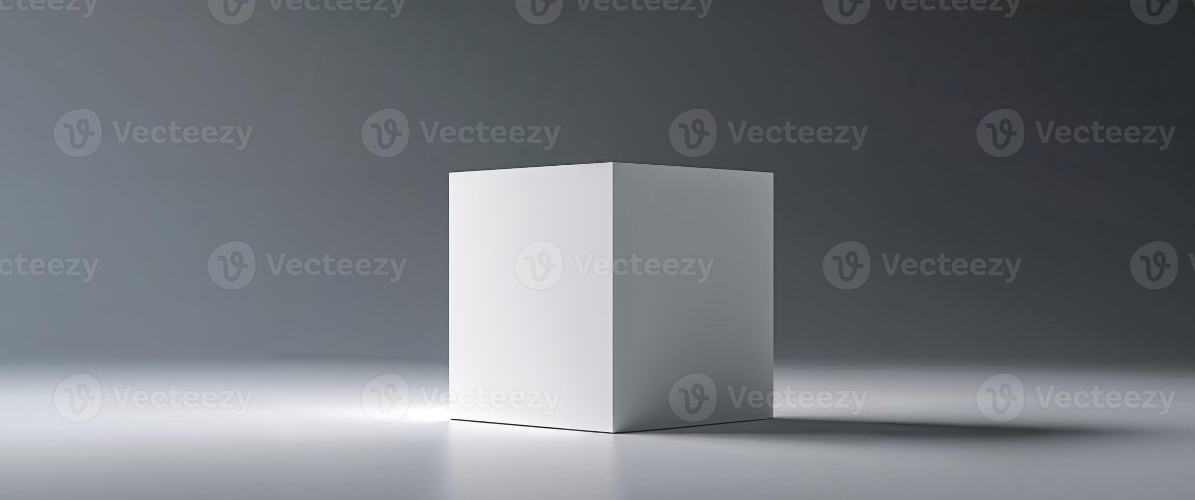 White box on grey background 3d render photo