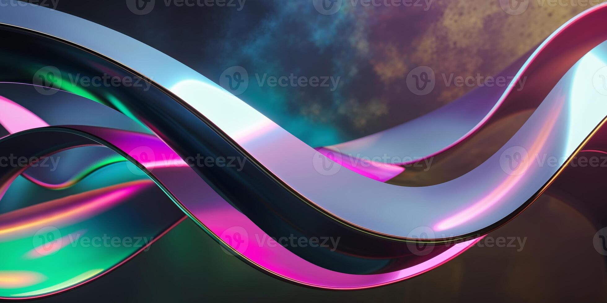 Sleek Curved Metal Plates Reflecting Dark Background Abstract Design photo