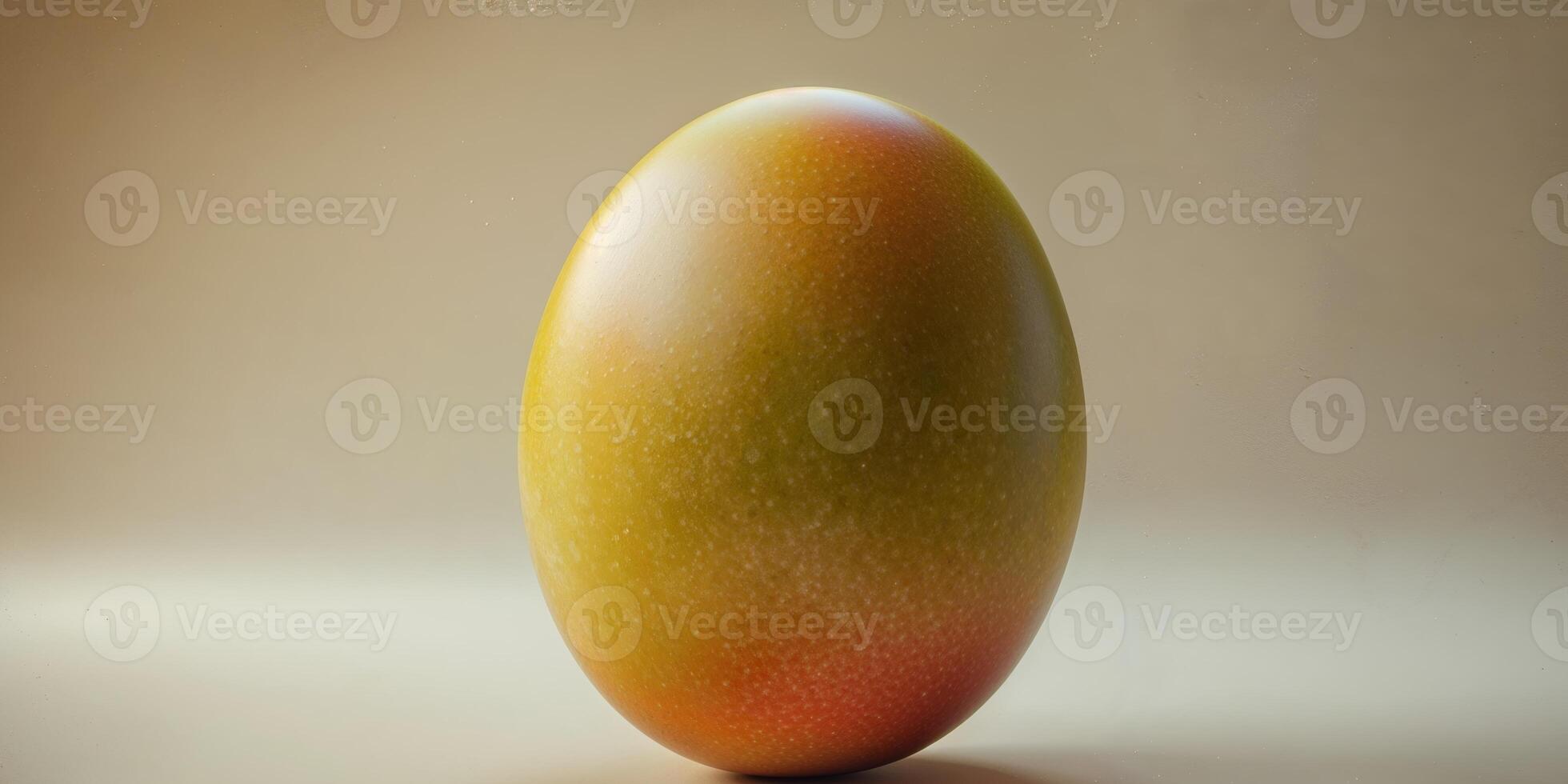 A large mango on a table with a brown background photo