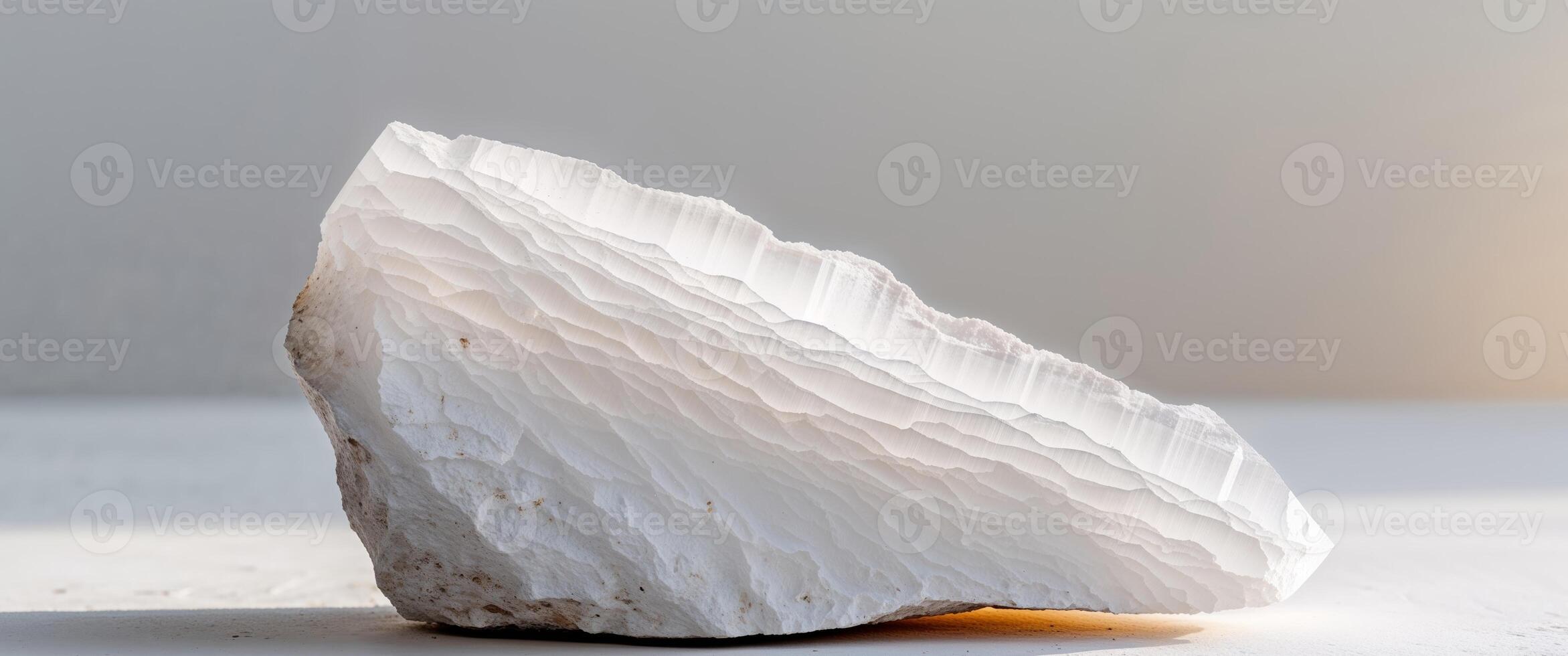 A white rock sitting on top of a table photo