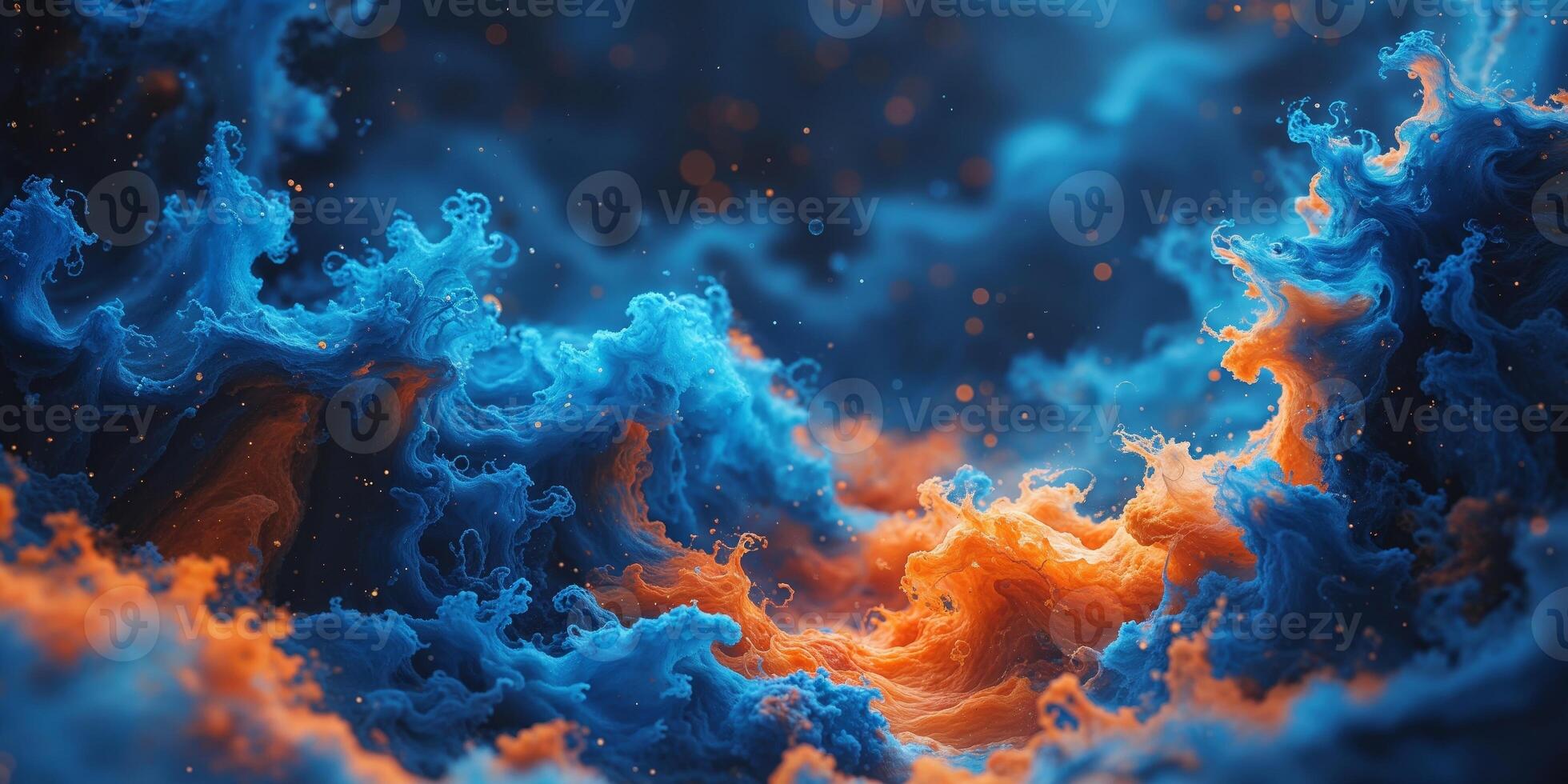Abstract Blue and Orange Watercolor Texture Background. photo