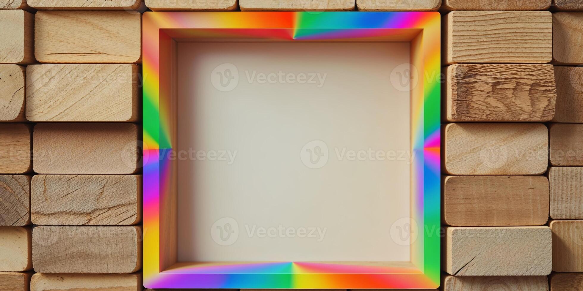 Wooden Blocks Frame Border Blank Space Copy Space. photo