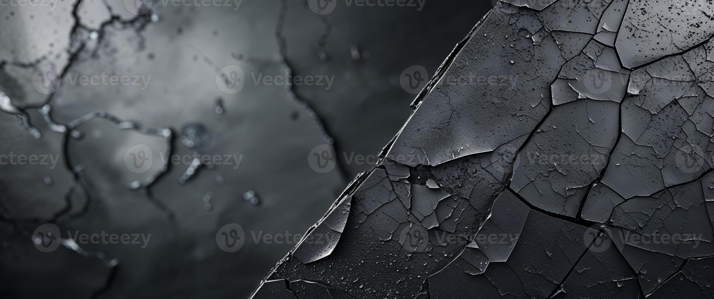 Cracked Metallic Surface Texture Dark Grey Industrial Background Abstract Design. photo